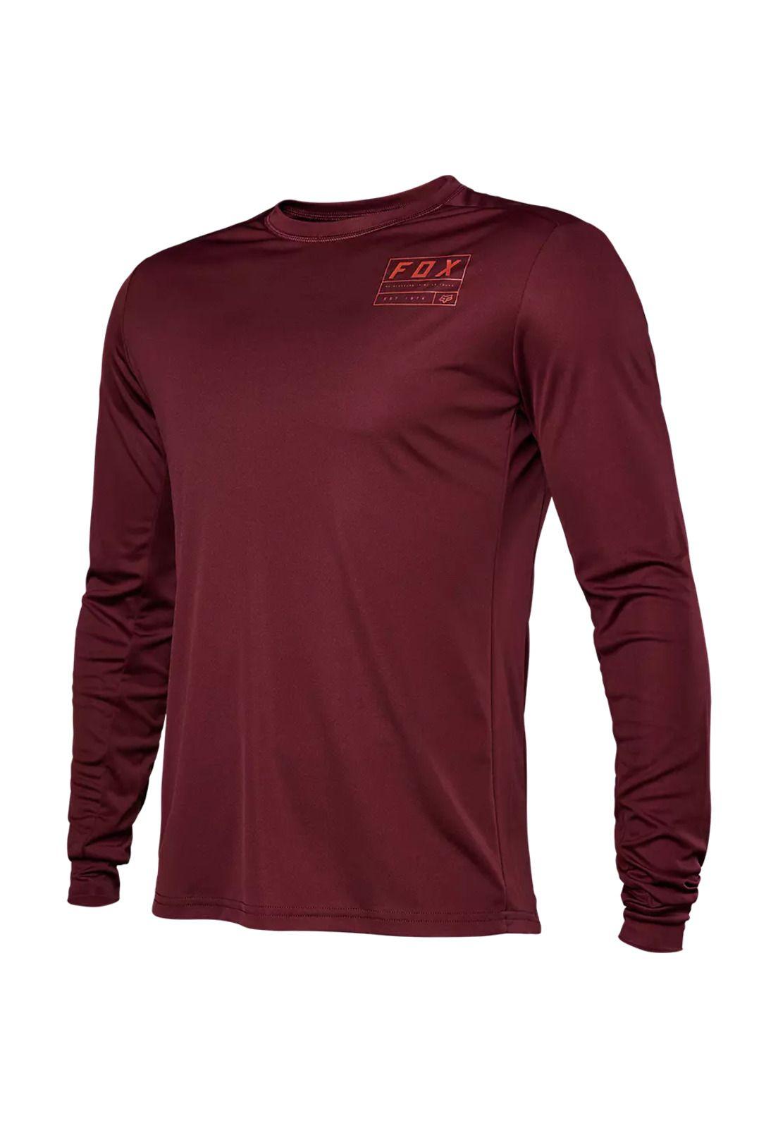 Polera Bicicleta Ranger Swath Manga Larga Burdeo Fox-2