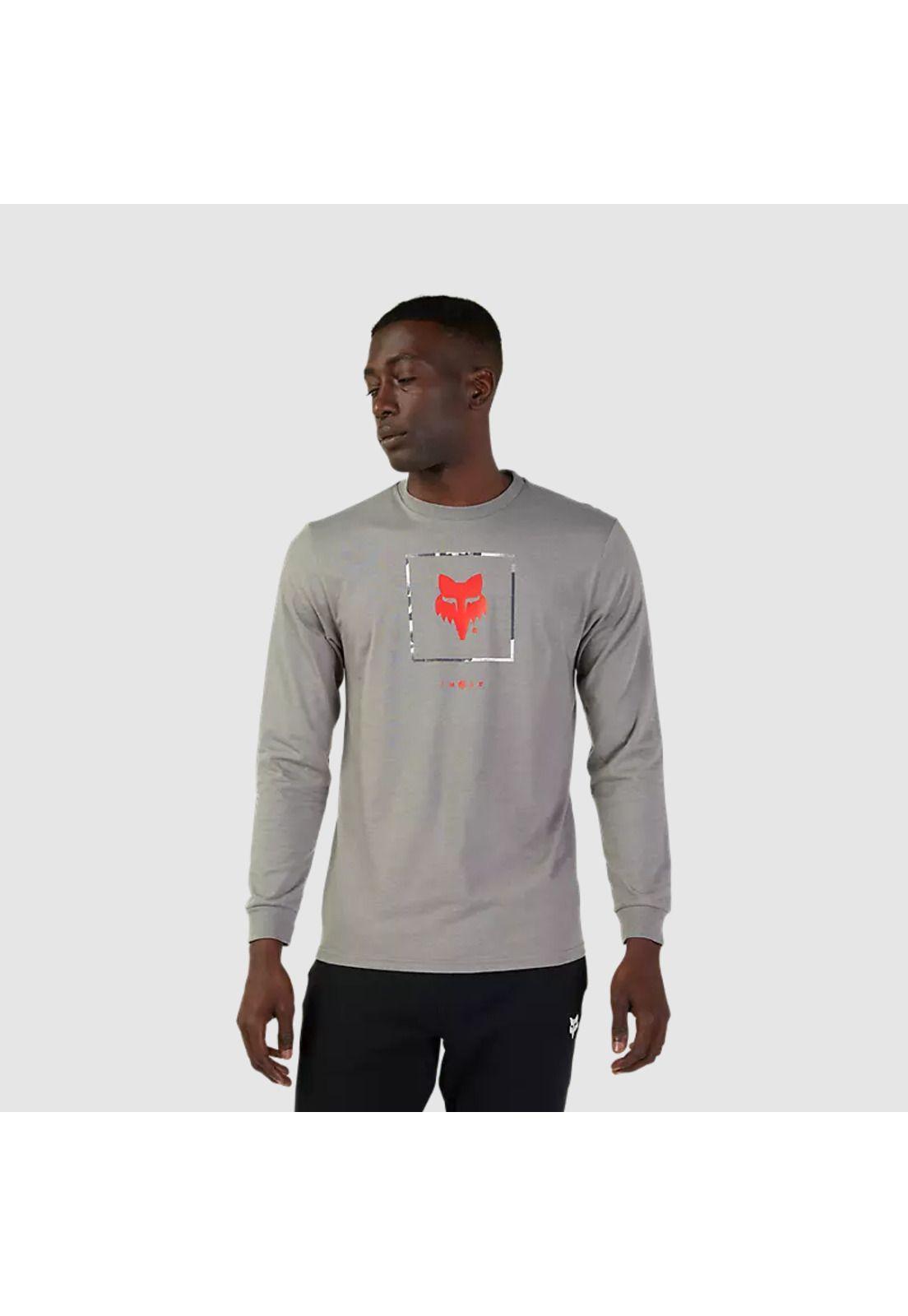Polera Lifestyle Atlas Premium Manga Larga Gris Fox-0