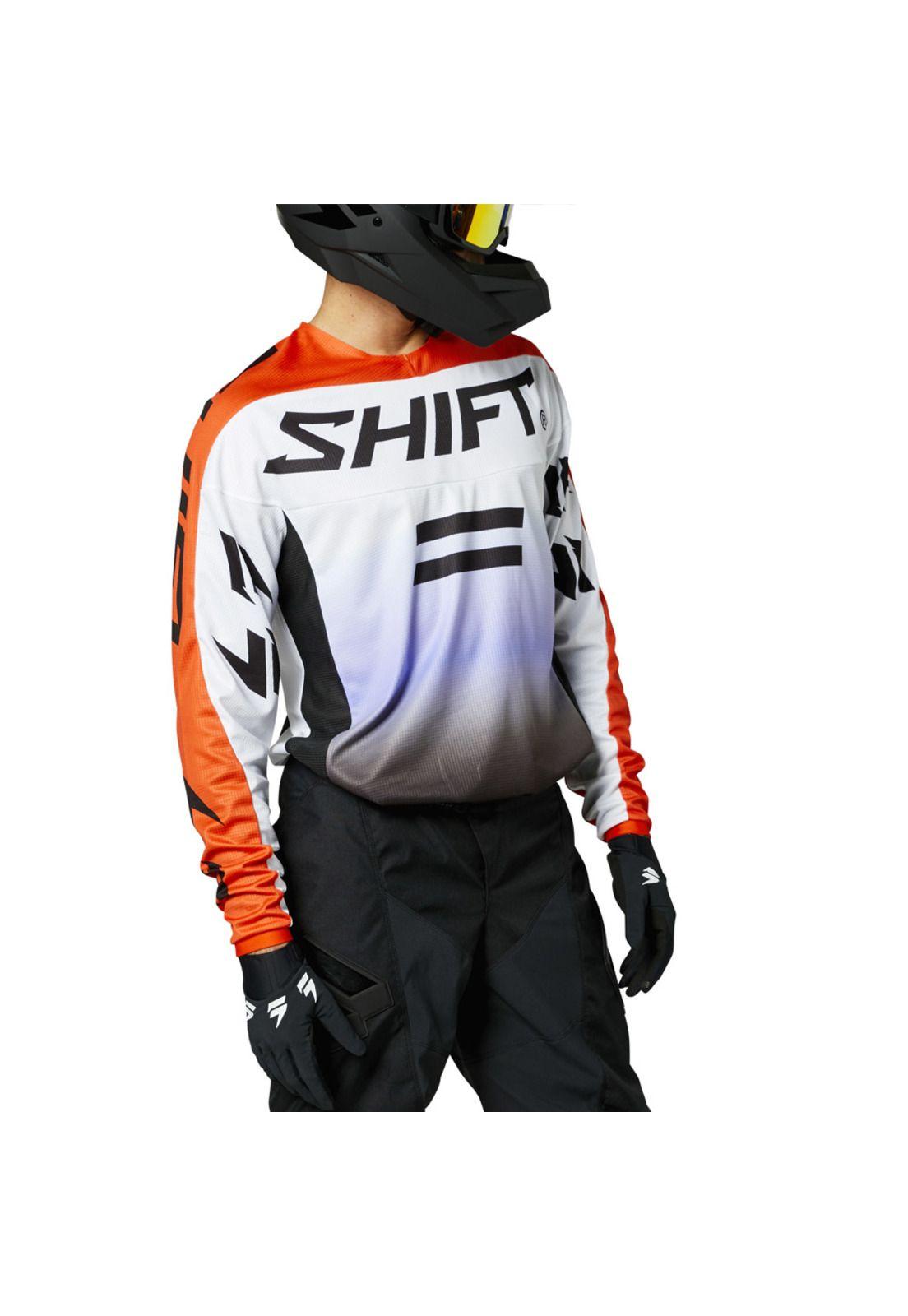 Polera Moto Whit3 Label Fade Negro/Blanco Shift-0