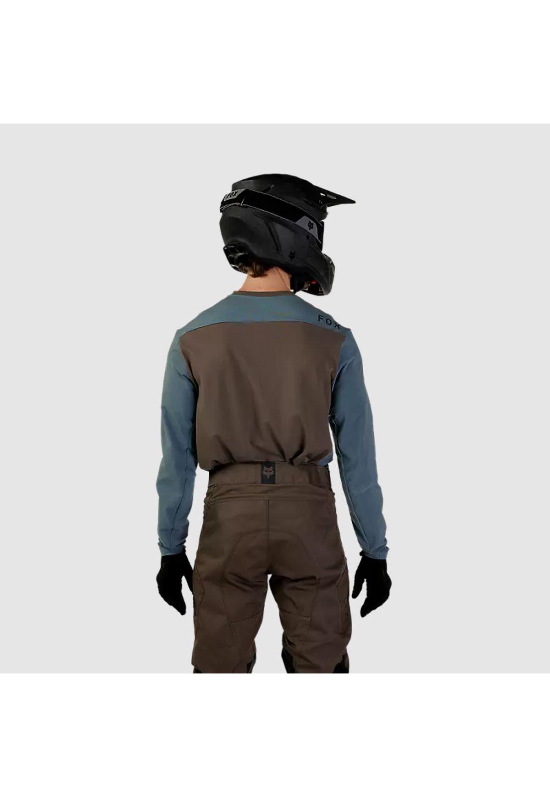 Polera Moto Defend Off Road Manga Larga Azul Acero Fox-2