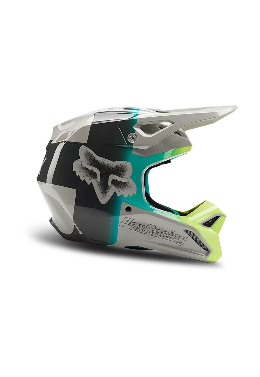 Casco Moto V1 Horyzn Gris/Negro/Amarillo Fox-1