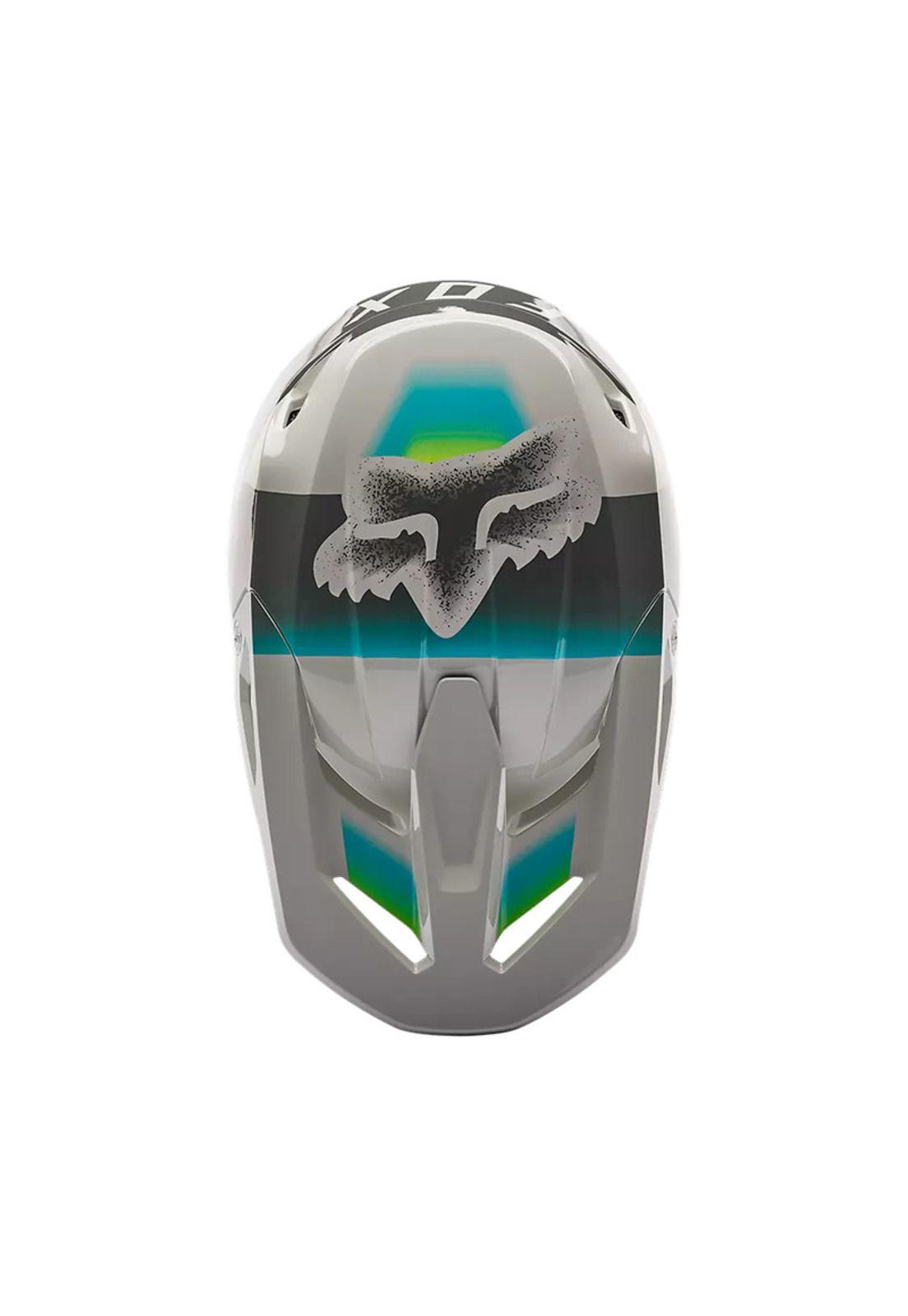 Casco Moto V1 Horyzn Gris/Negro/Amarillo Fox-3