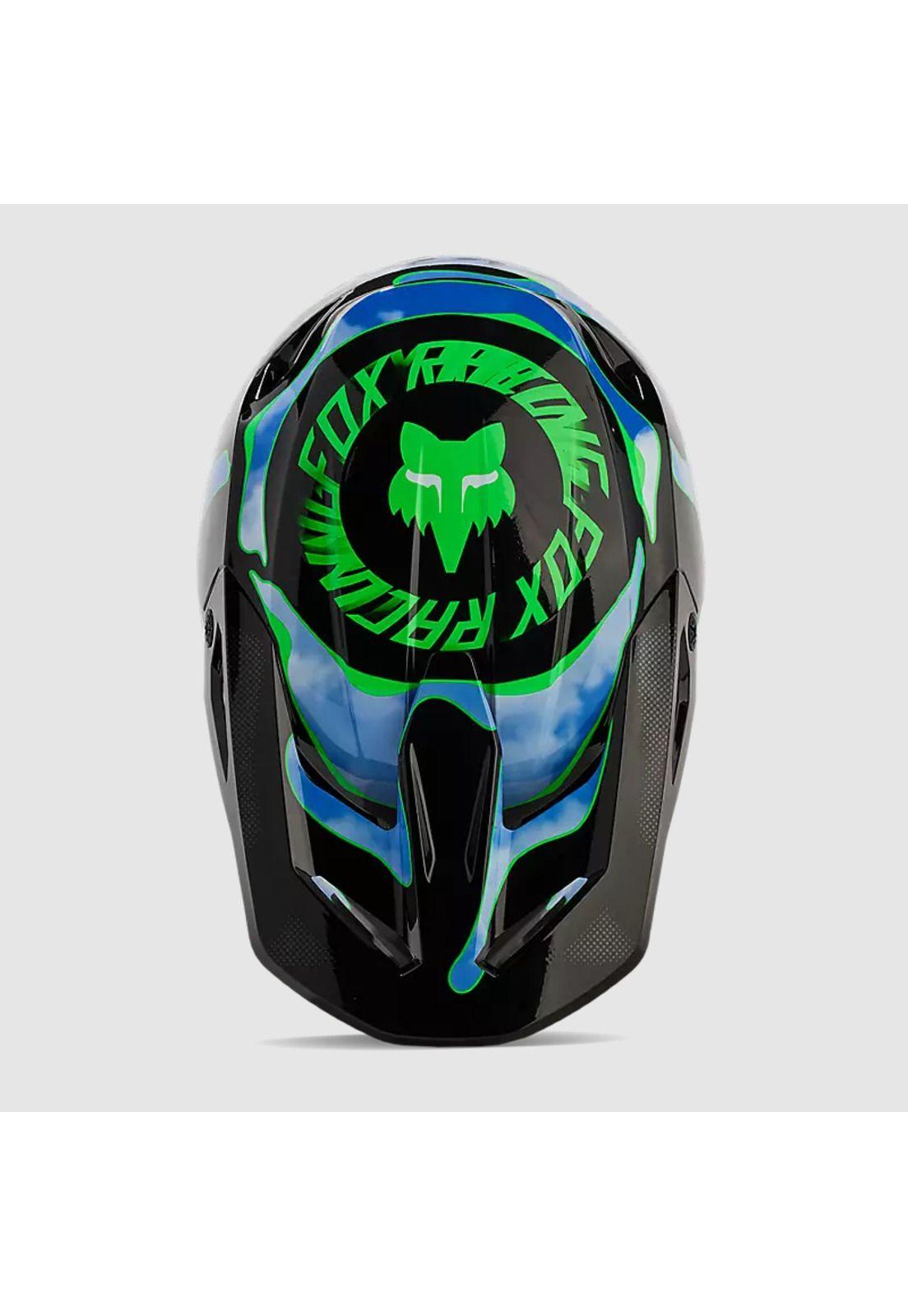 Casco Moto V1 Atlas Negro/Verde Fox-3
