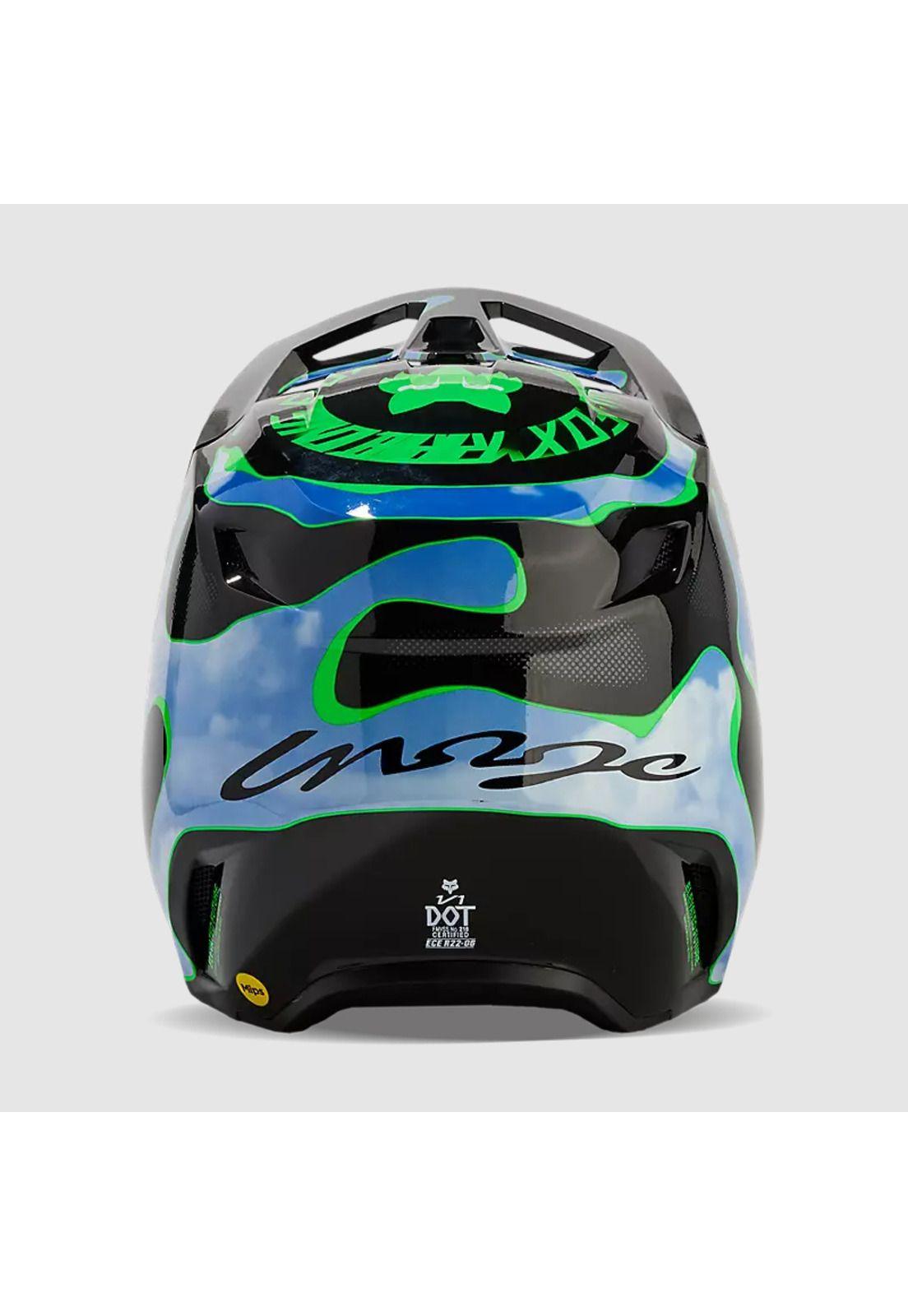 Casco Moto V1 Atlas Negro/Verde Fox-4