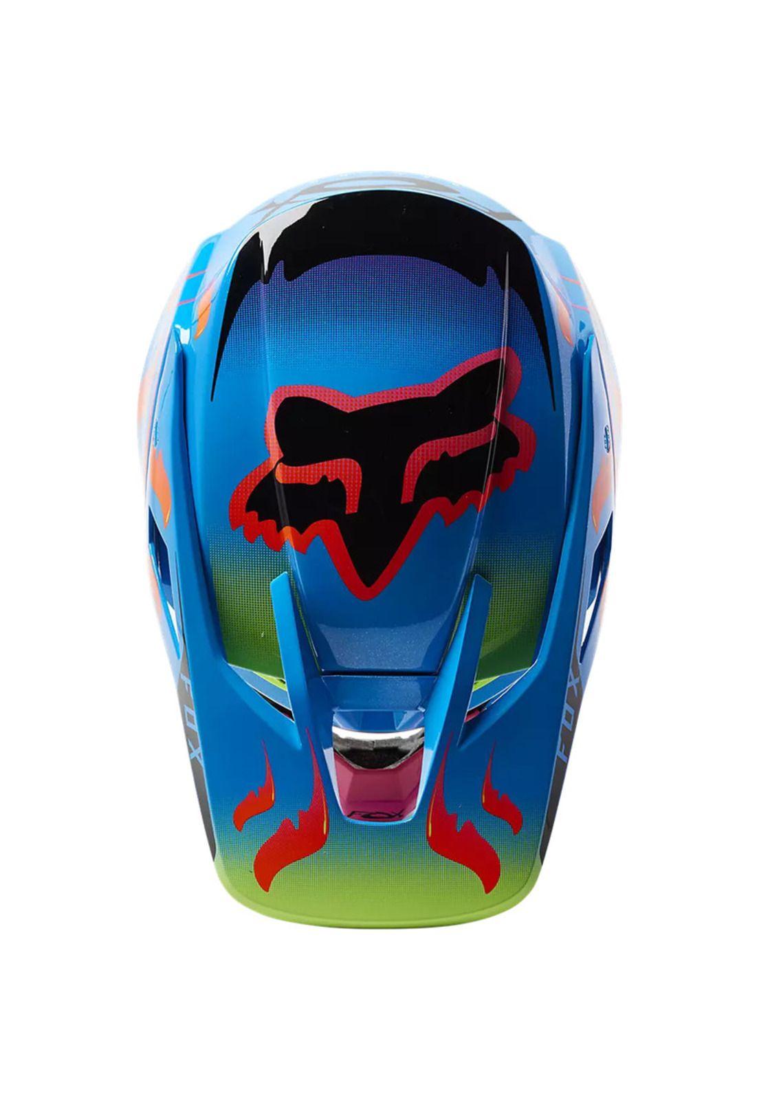 Casco Moto V3 RS Eyeris Celeste/Naranjo Fox-3