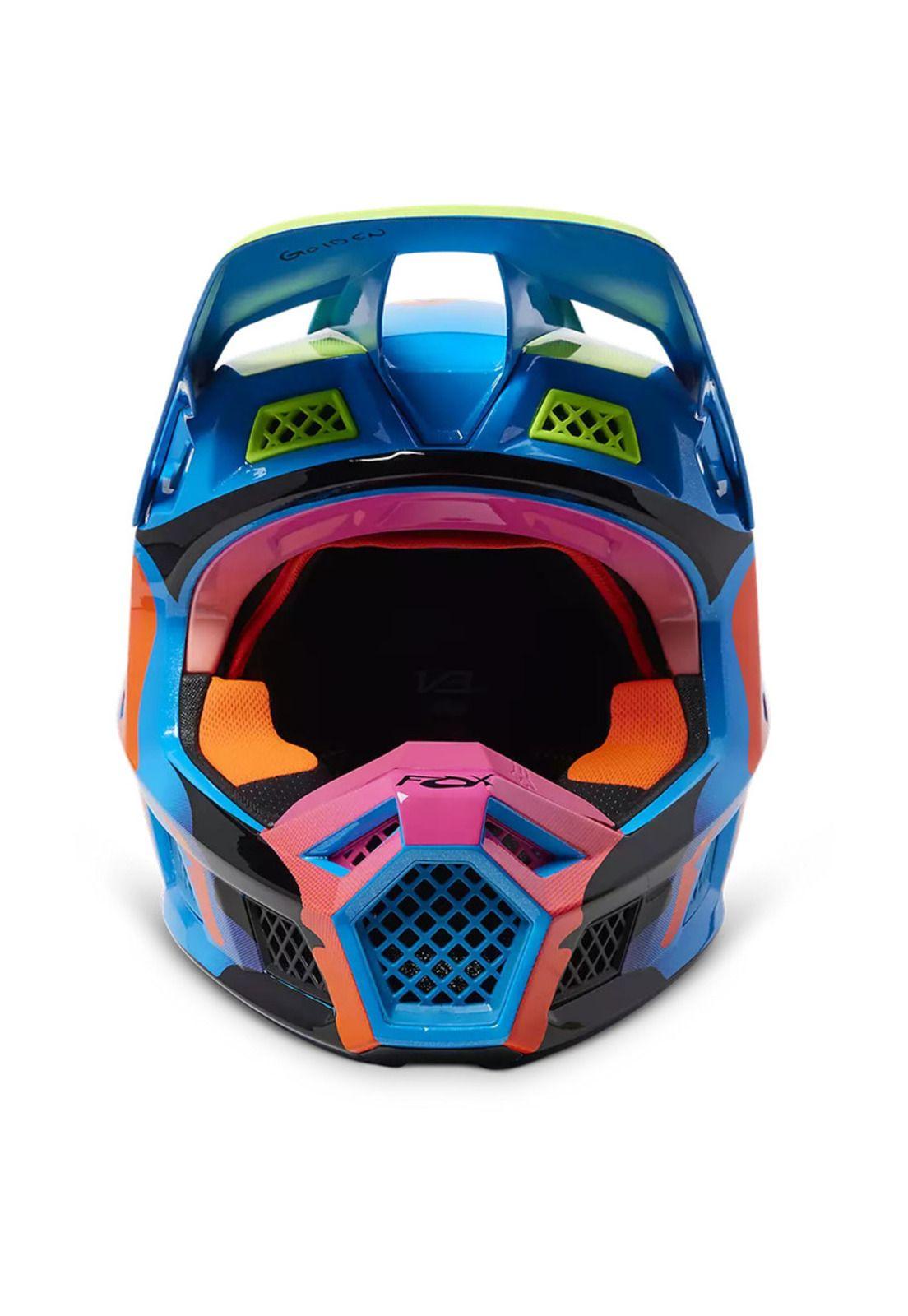 Casco Moto V3 RS Eyeris Celeste/Naranjo Fox-4