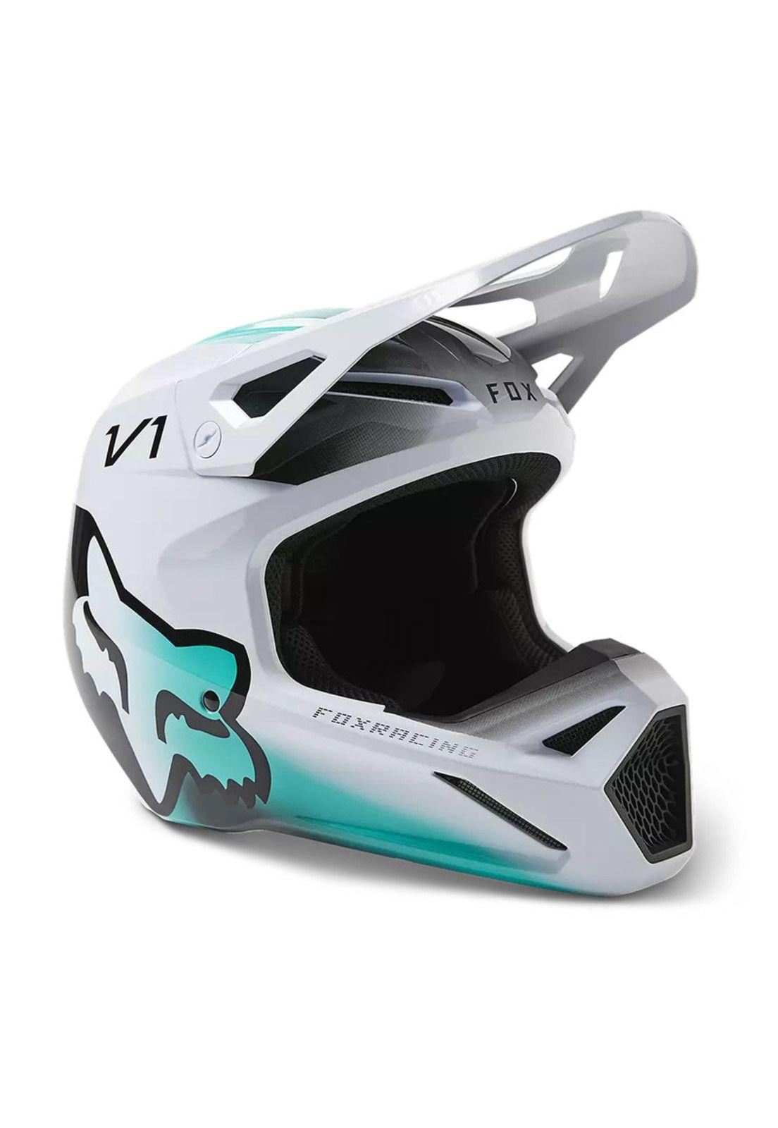 Casco Moto V1 Toxsyk Blanco/Celeste Fox-0