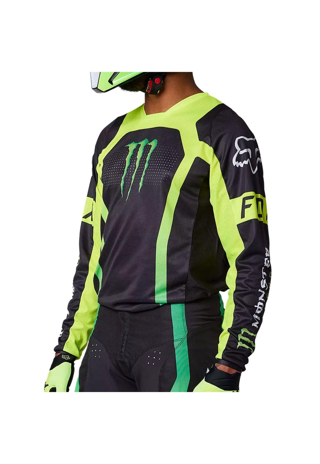 Polera Moto 180 Monster Negro/Verde Fox-1