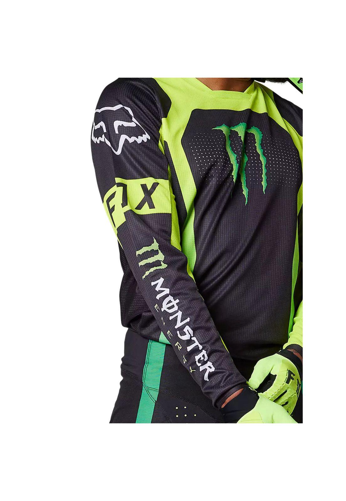 Polera Moto 180 Monster Negro/Verde Fox-3
