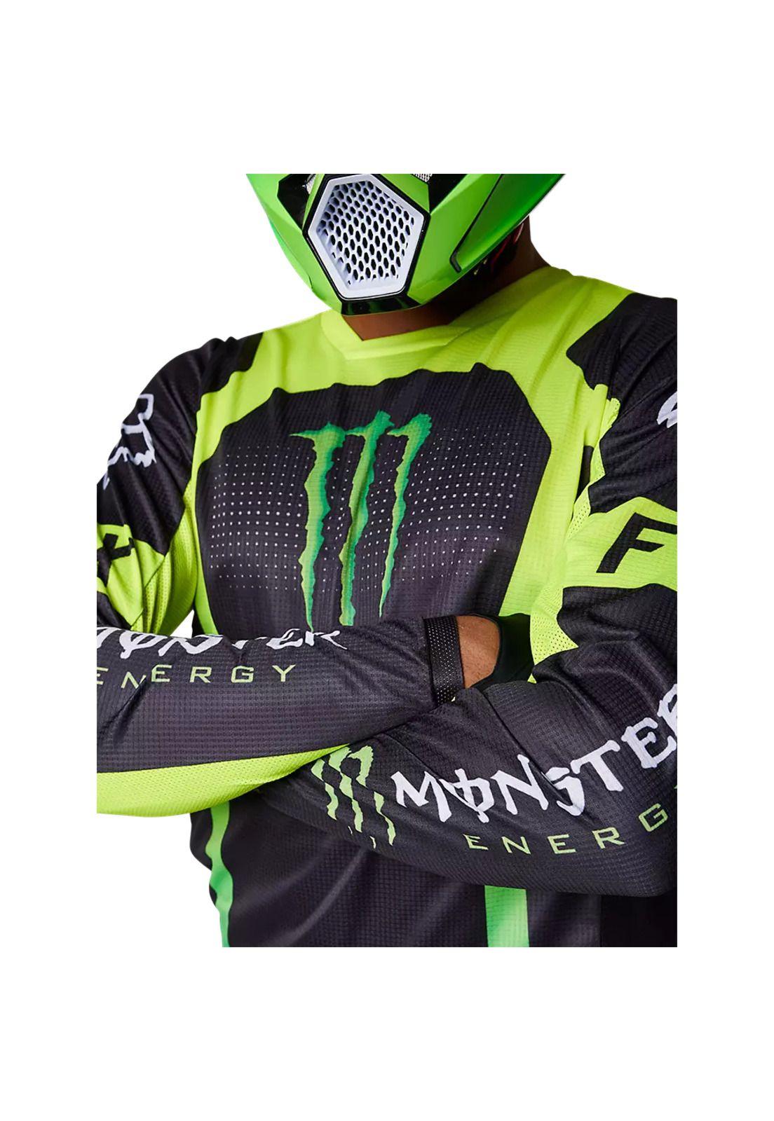Polera Moto 180 Monster Negro/Verde Fox-4