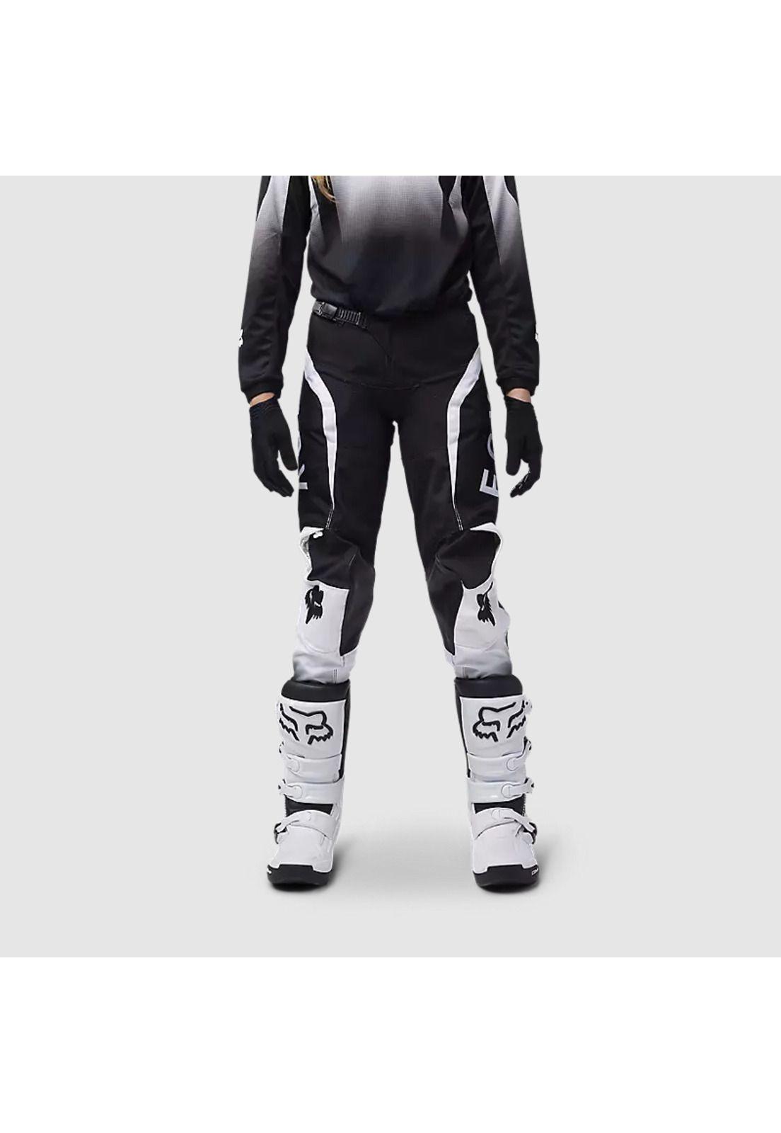 Pantalon Moto Niño 180 Lean Negro/Blanco Fox-2