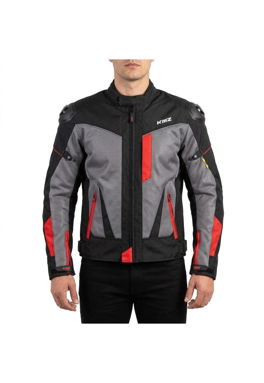 Chaqueta Moto Calle Mesh Gris/Rojo KMZ-0