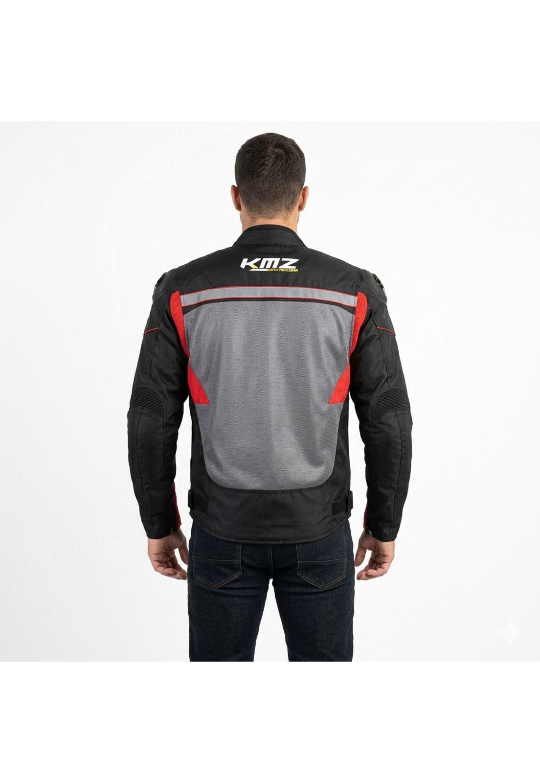 Chaqueta Moto Calle Mesh Gris/Rojo KMZ-1