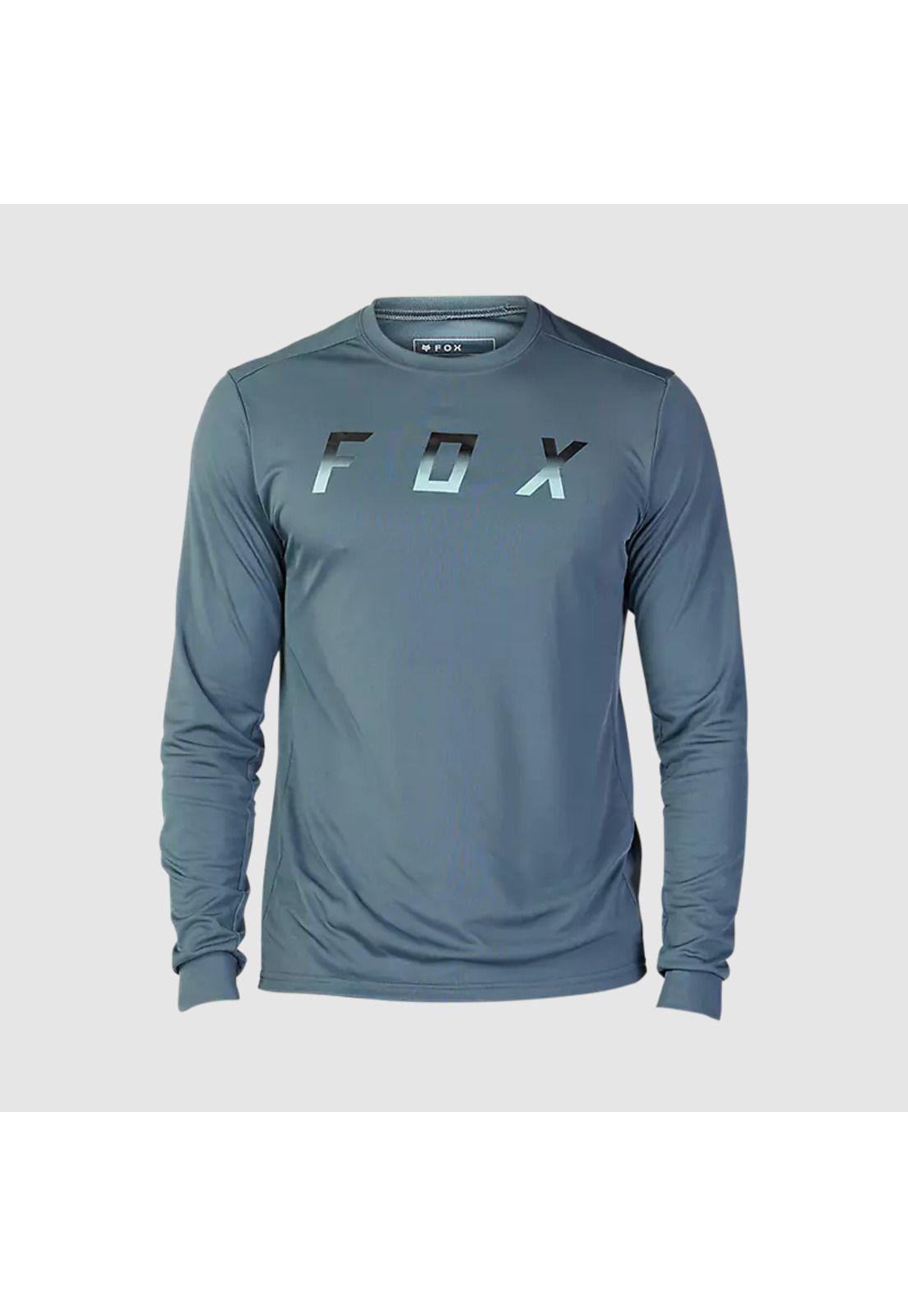Polera Bicicleta Ranger Dose Manga Larga Azul Acero Fox-0