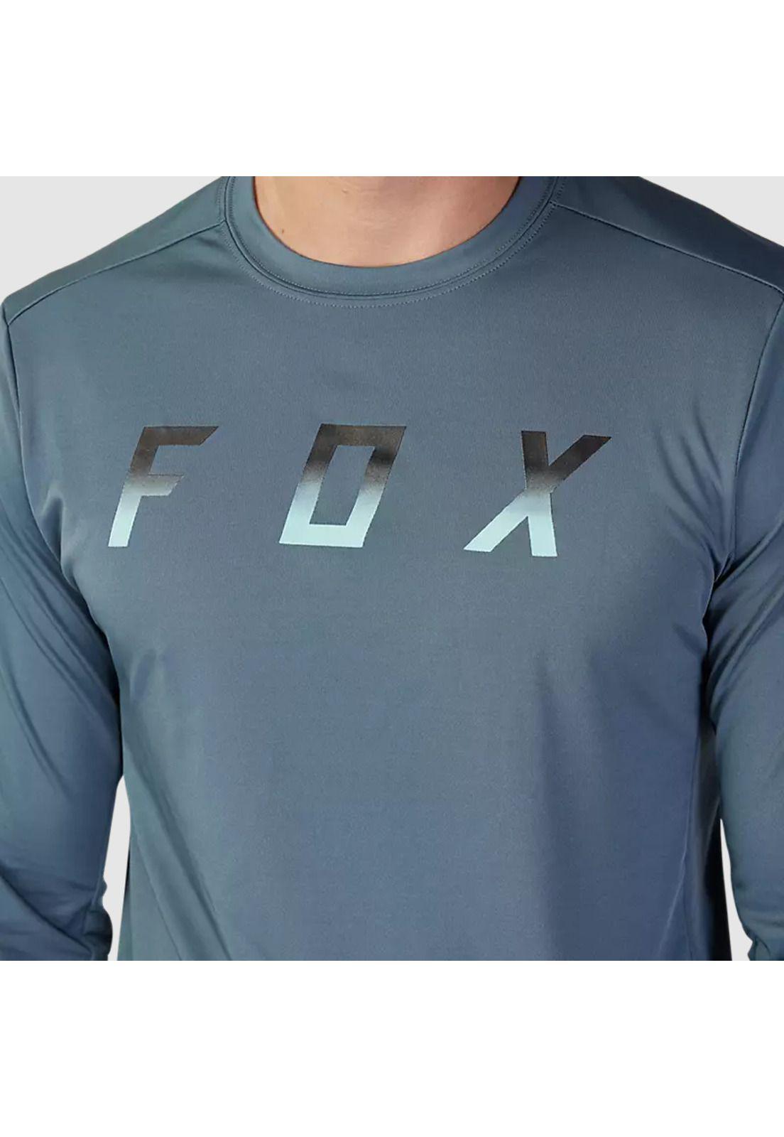 Polera Bicicleta Ranger Dose Manga Larga Azul Acero Fox-3
