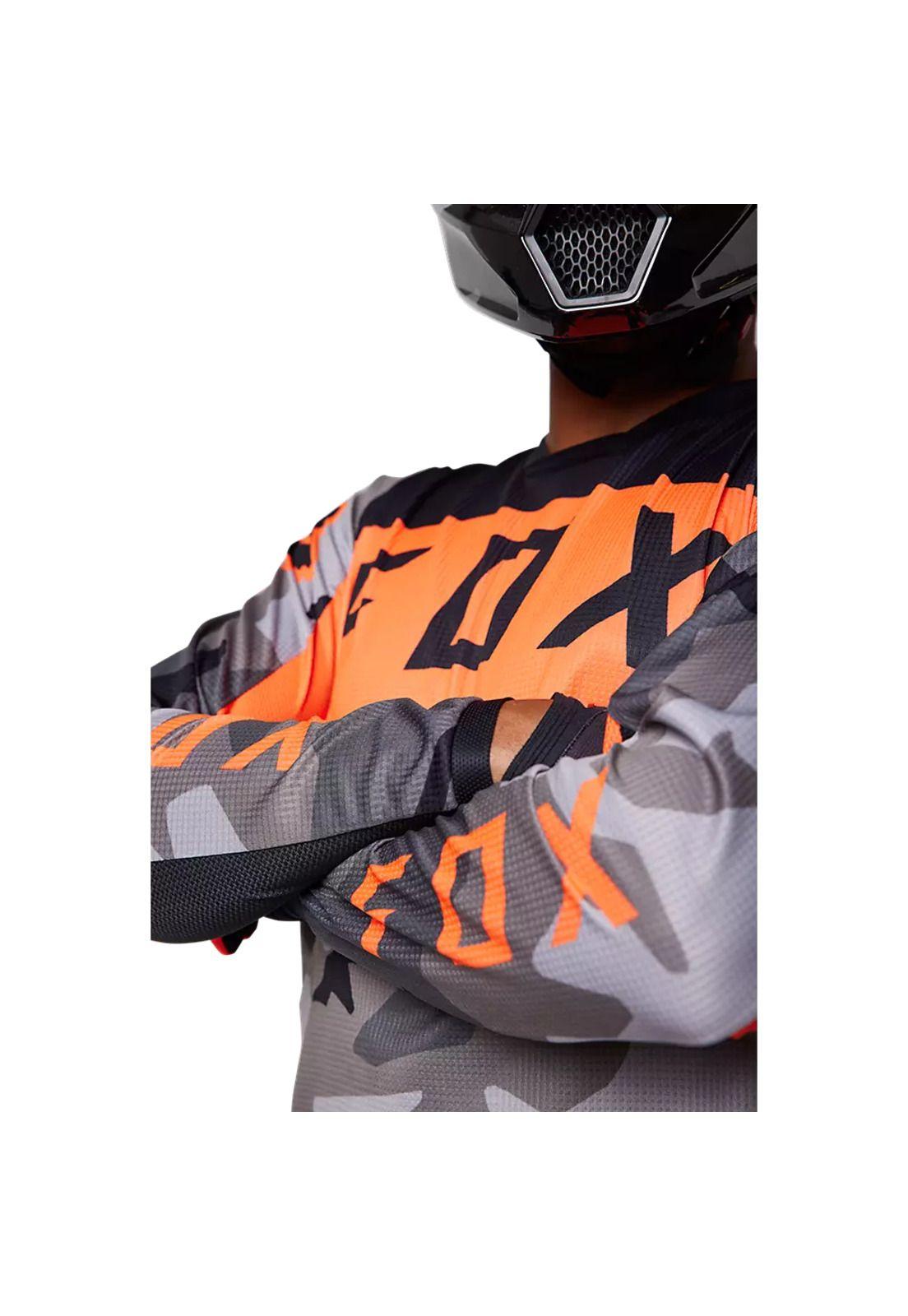 Polera Moto 180 BKNR Camo Gris/Naranjo Fox-3