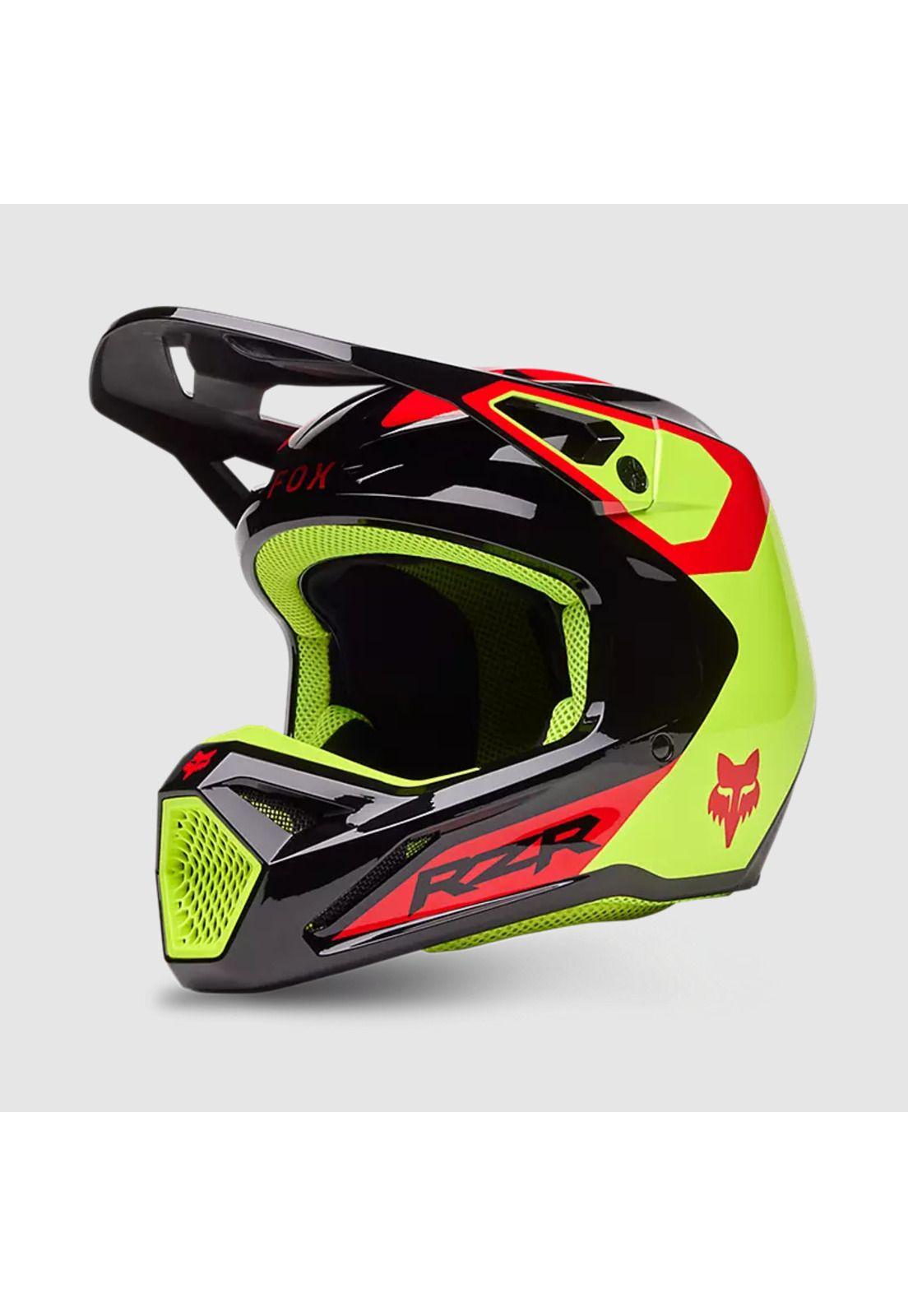 Casco Moto V1 Polaris Negro/Amarillo Fox-3