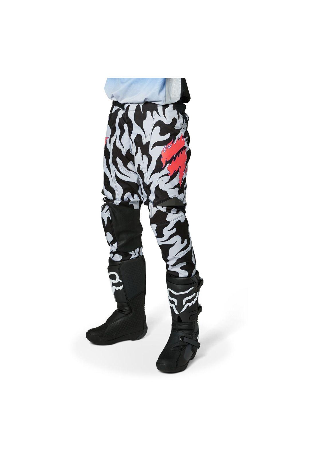 Pantalon Moto White Label Flame Blanco/Negro Shift-0