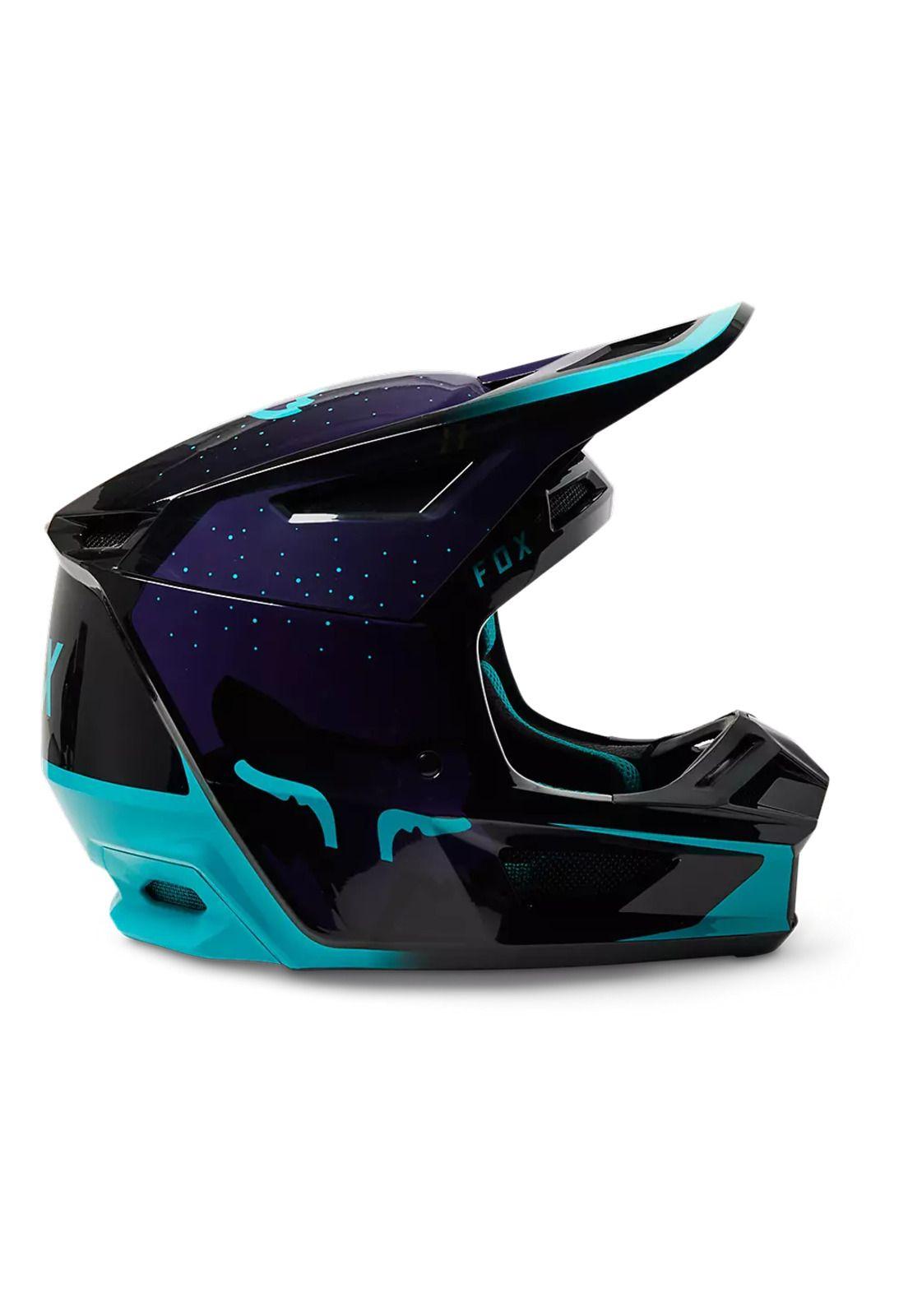 Casco Moto V2 Vizen Negro/Morado Fox-1