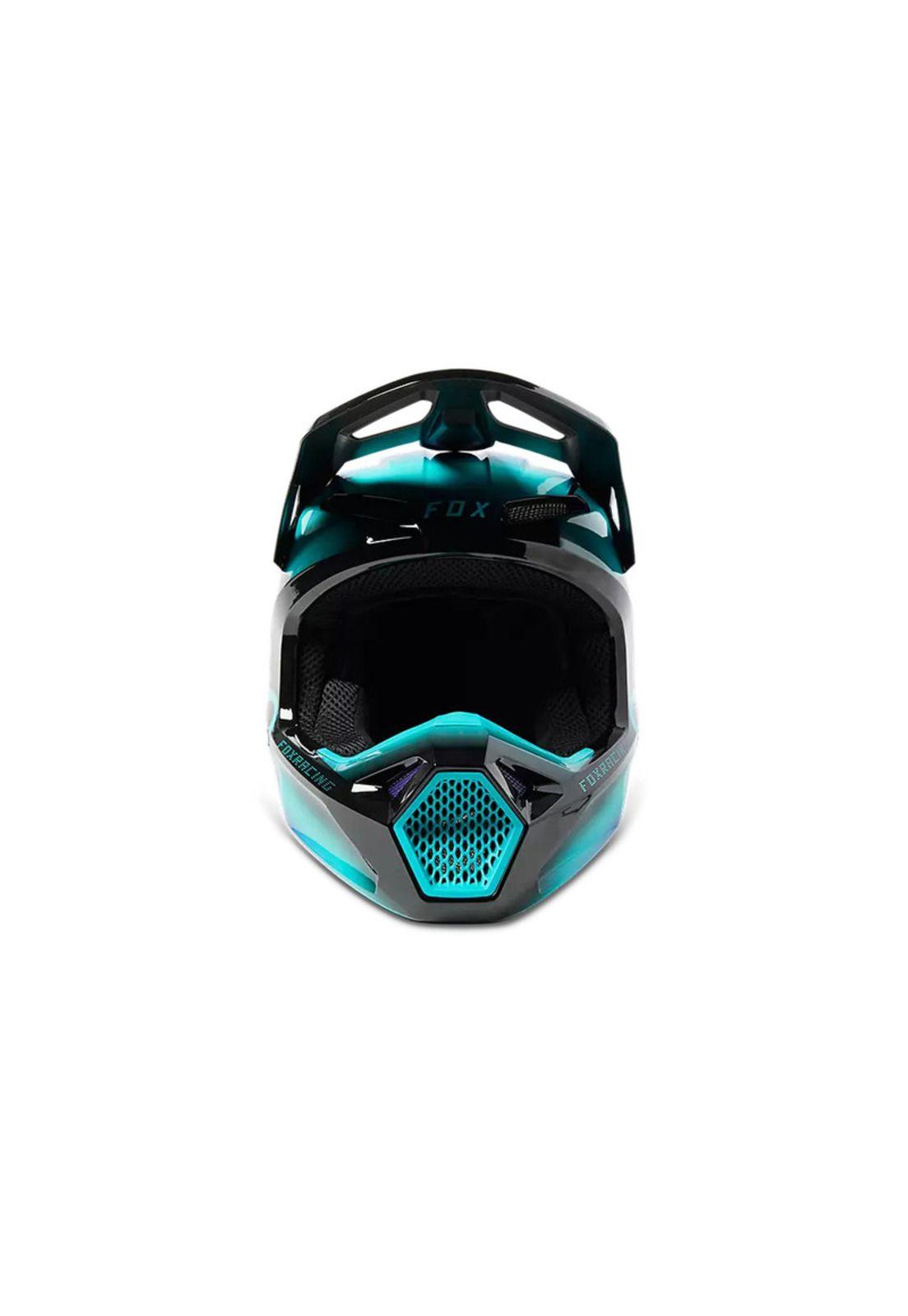 Casco Moto Niño V1 Toxsyk Negro/Celeste Fox-4