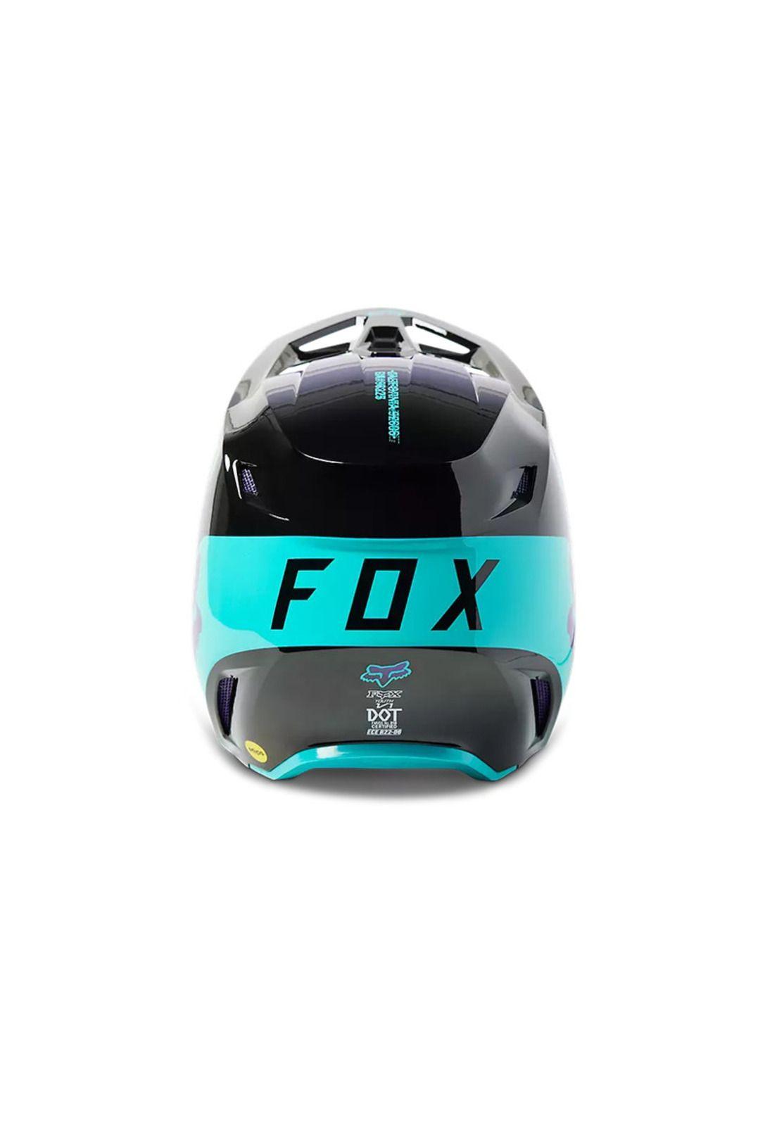 Casco Moto Niño V1 Toxsyk Negro/Celeste Fox-5