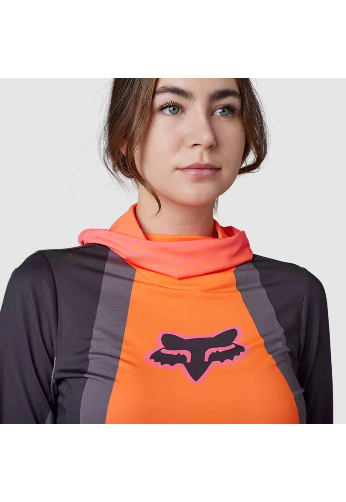 Polera Moto Mujer Ranger Drive Krux SXS Con Cuello Naranjo Fox-2