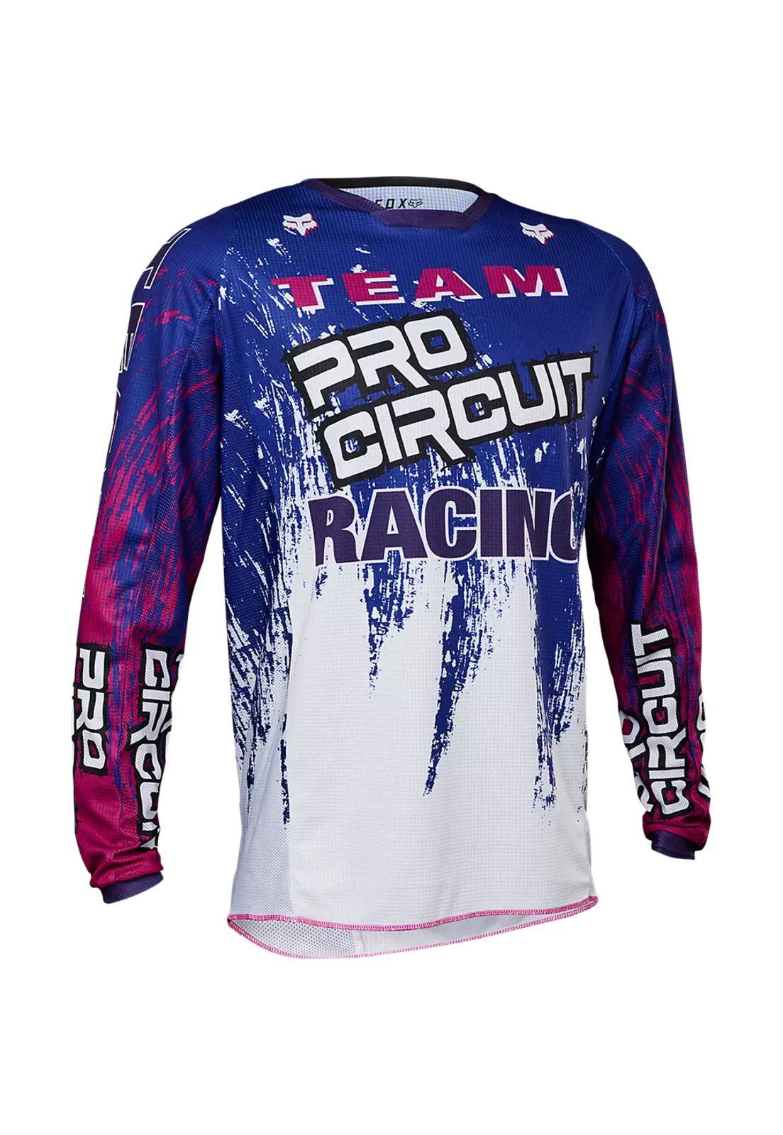 Polera Moto 180 Pro Circuit Azul/Blanco/Rosado Fox-0