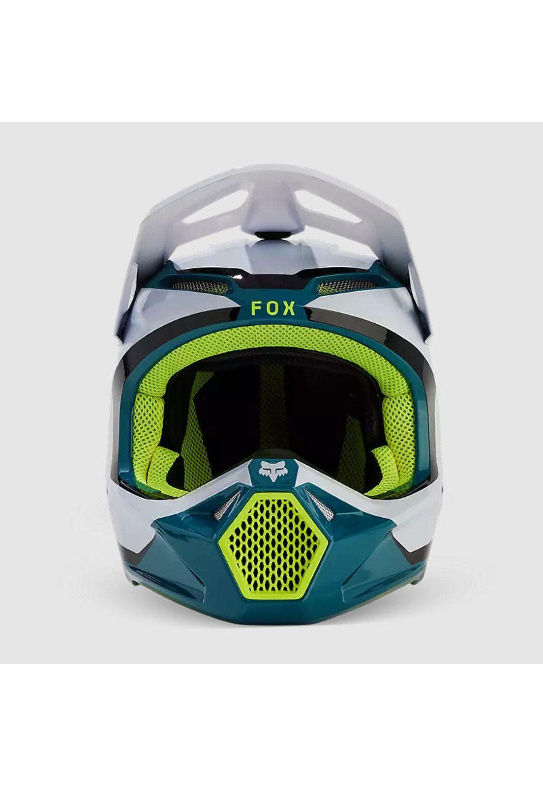 Casco Moto Niño V1 Nitro Azul Petroleo Fox-2
