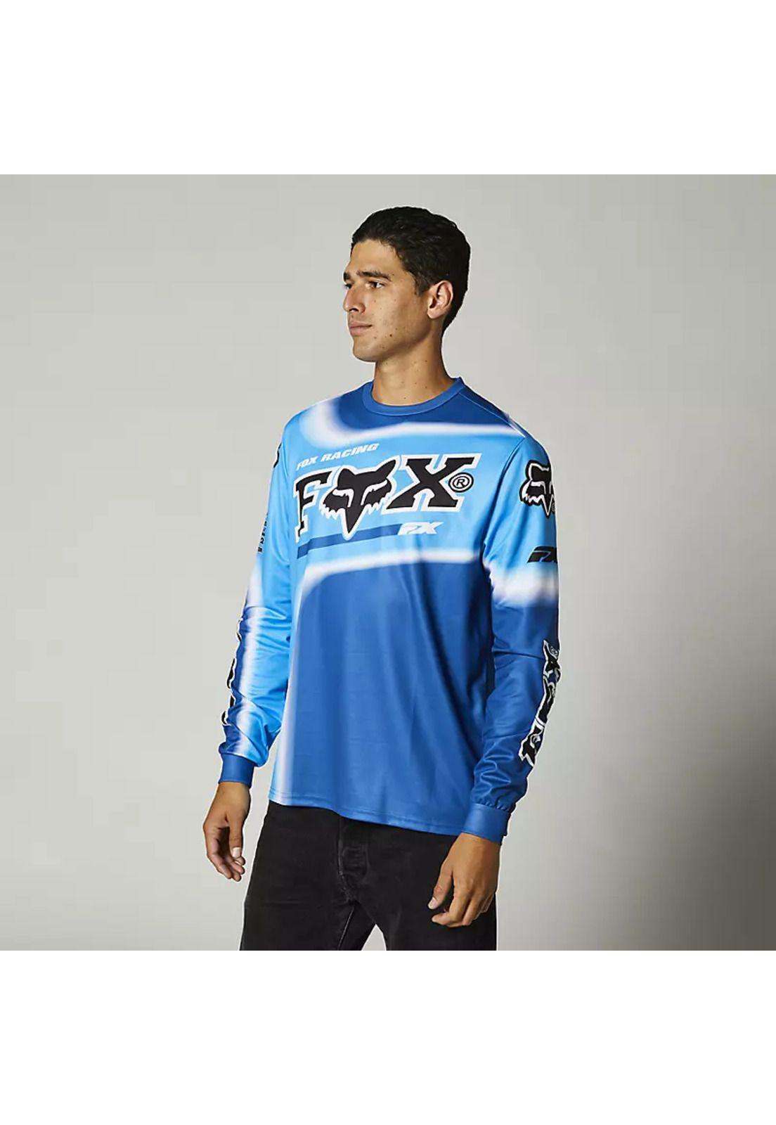 Polera Lifestyle Manga Larga Powerband Azul Fox-2