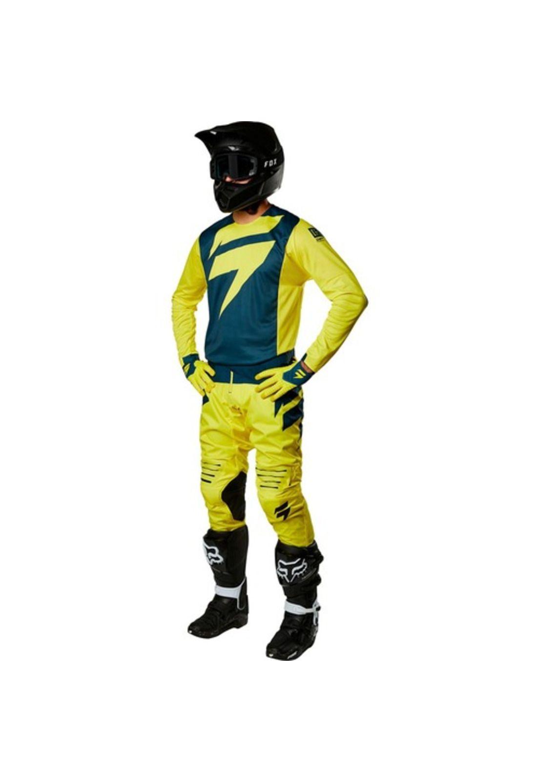Polera Moto Black Mainline Amarillo Azul Shift-1