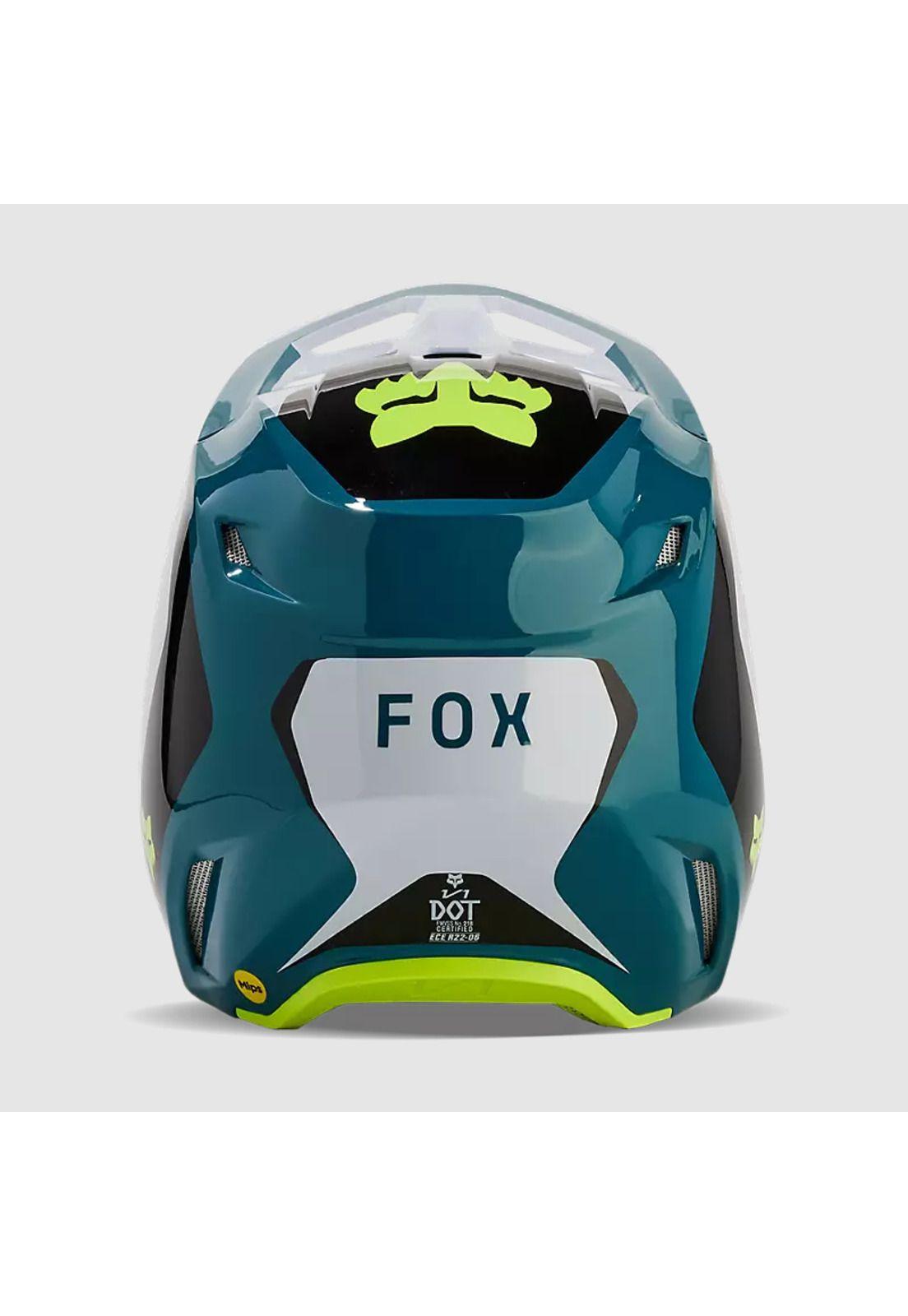 Casco Moto V1 Nitro Azul Petroleo Fox-4