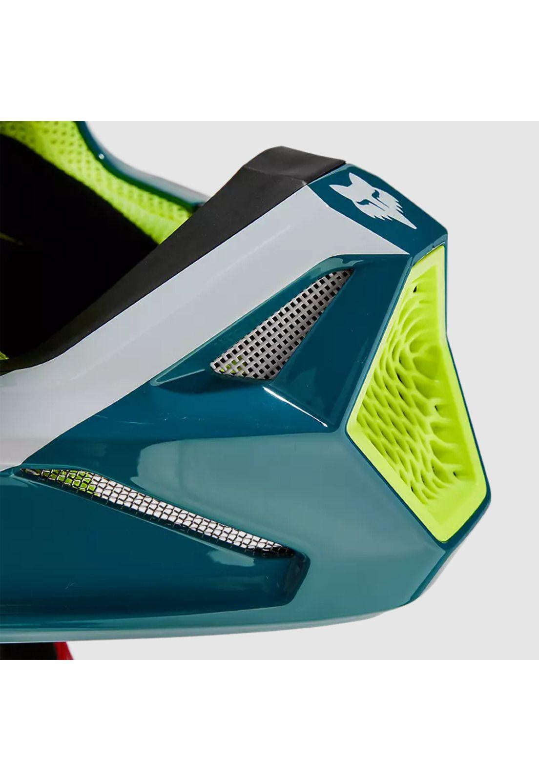 Casco Moto V1 Nitro Azul Petroleo Fox-7