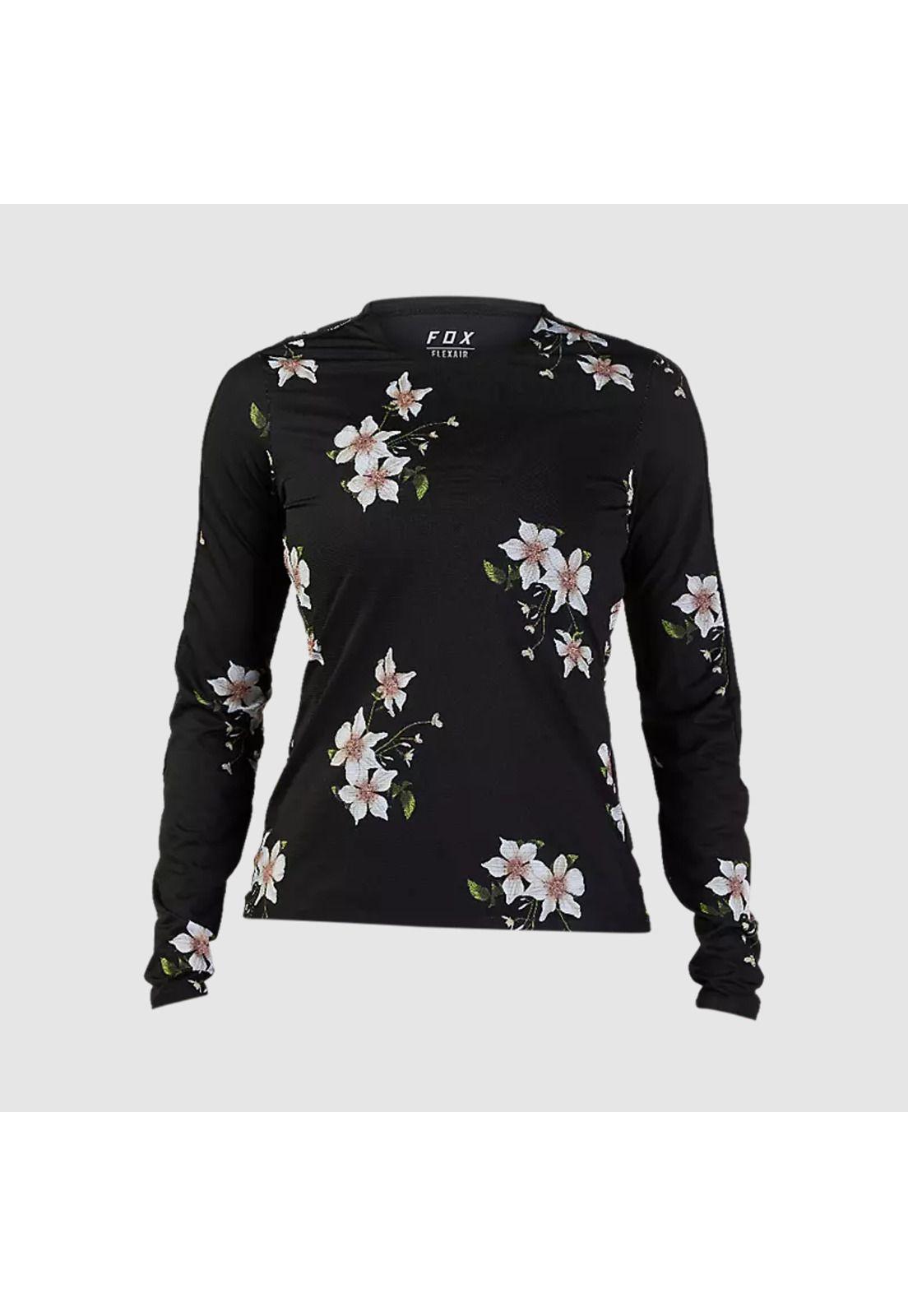 Polera Bicicleta Mujer Flexair Ascent Dogwood Manga Larga Negro Fox -0