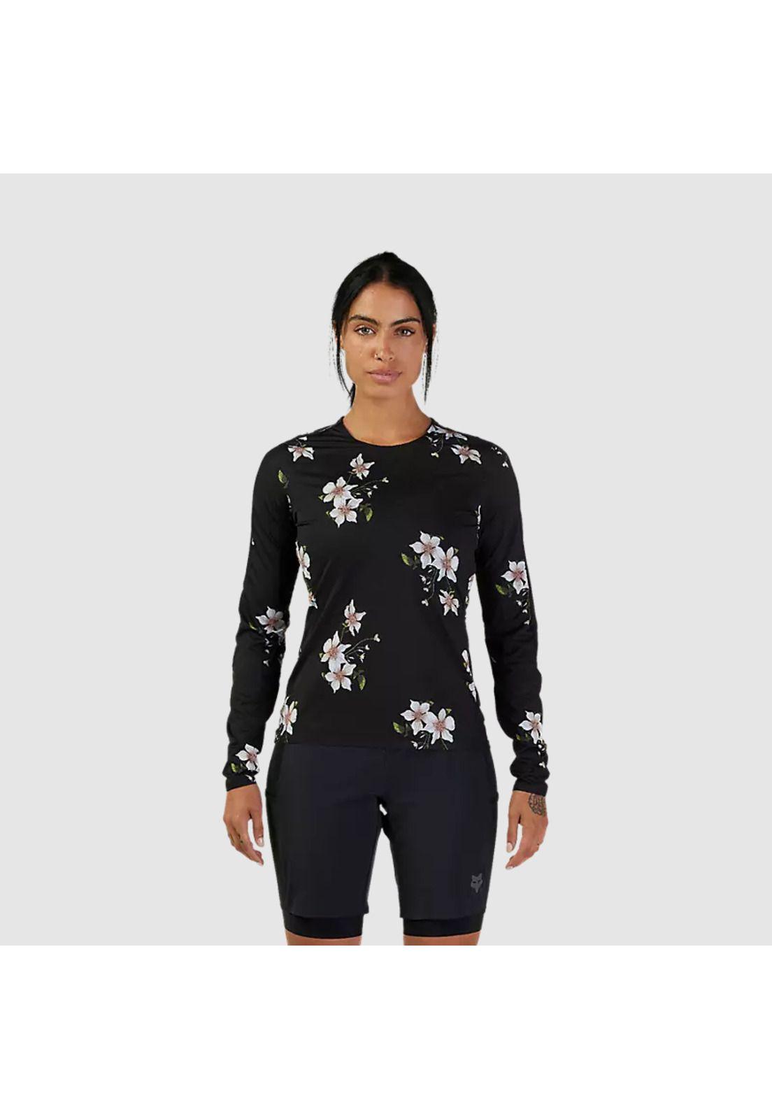 Polera Bicicleta Mujer Flexair Ascent Dogwood Manga Larga Negro Fox -1