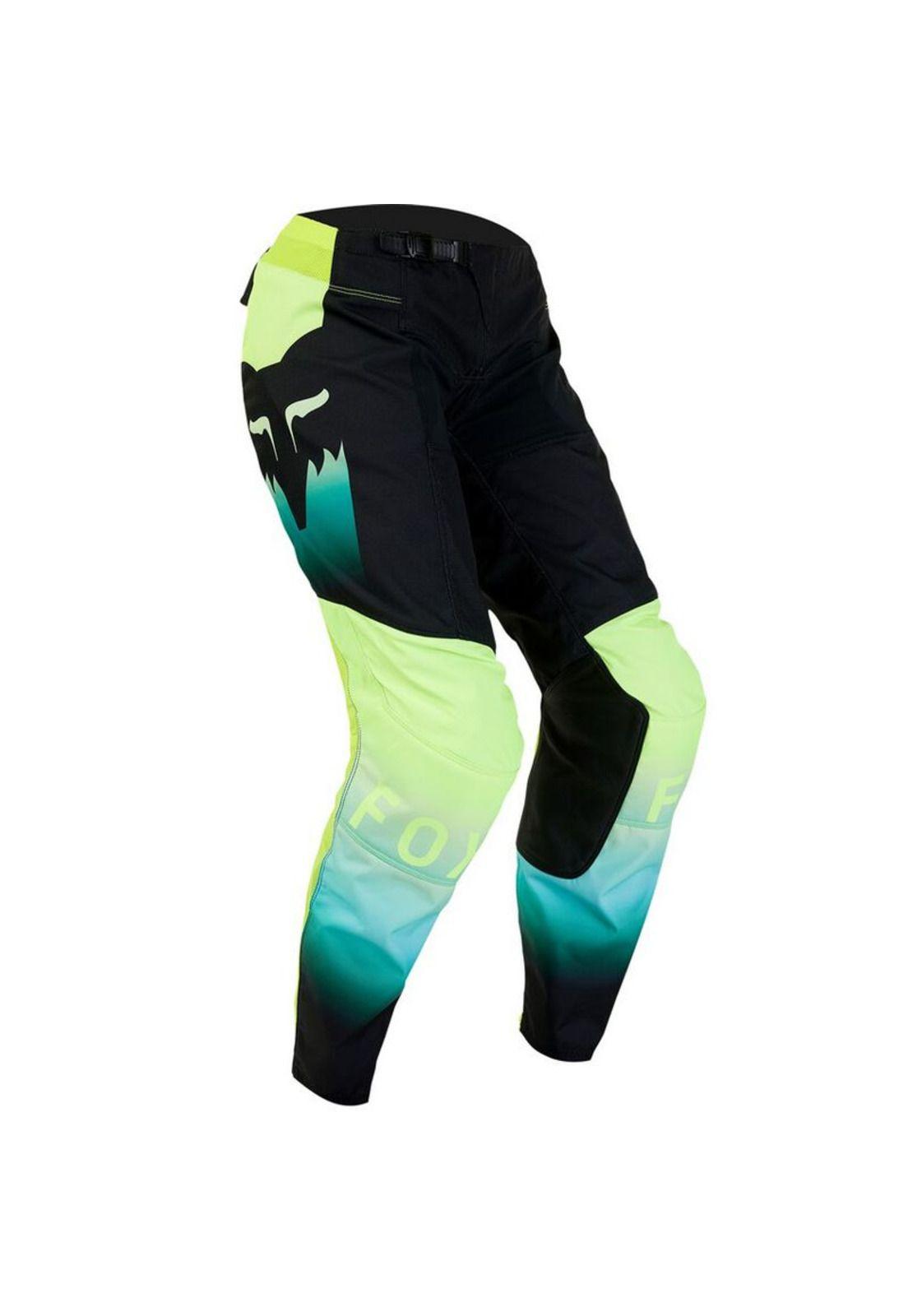 Pantalon Moto Niña 180 Flora Negro/Amarillo Fox-0