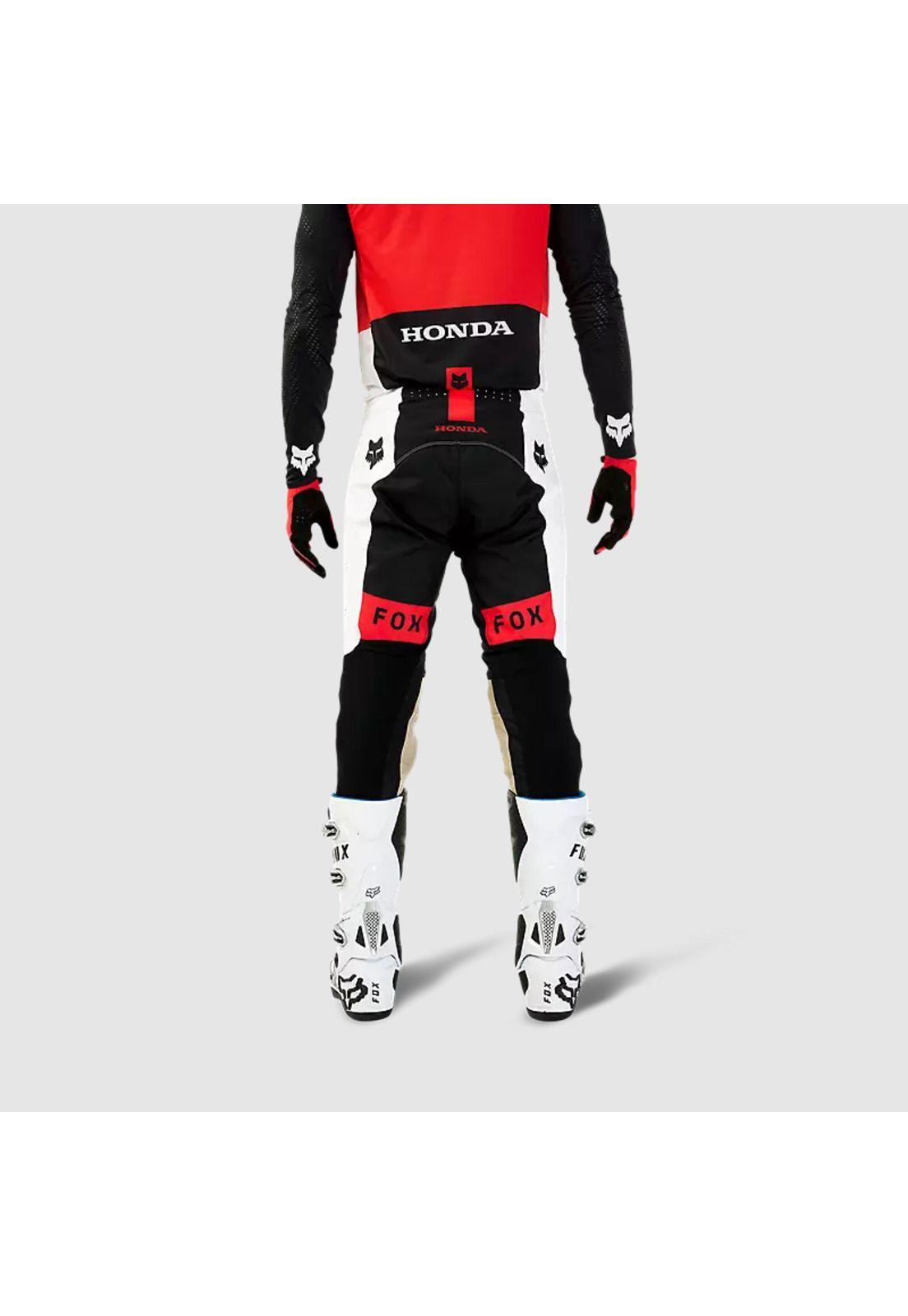 Pantalon Moto Flexair Honda Blanco/Negro Fox-3