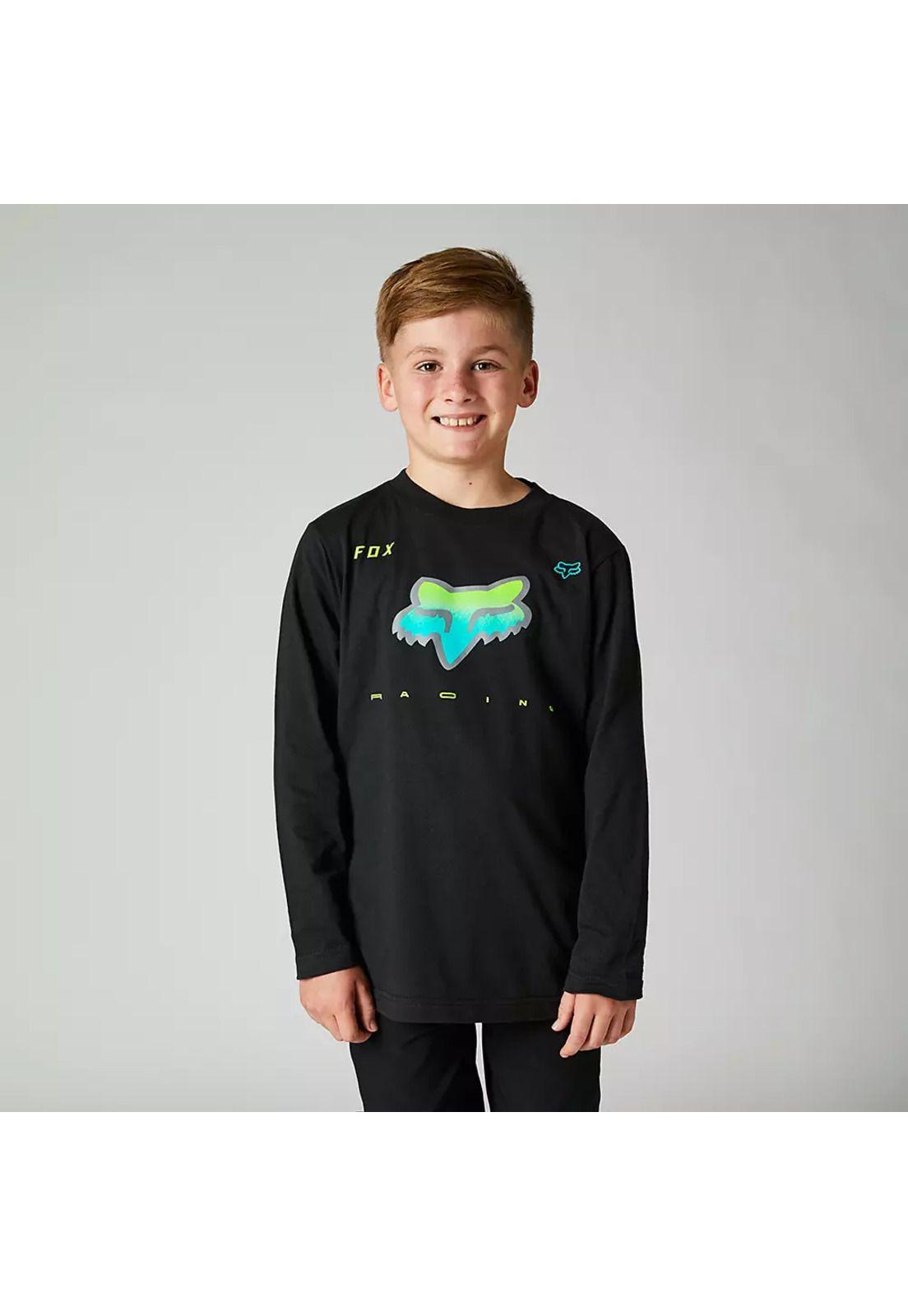 Polera Lifestyle Niño RKANE Mangla Larga Negro Fox-0