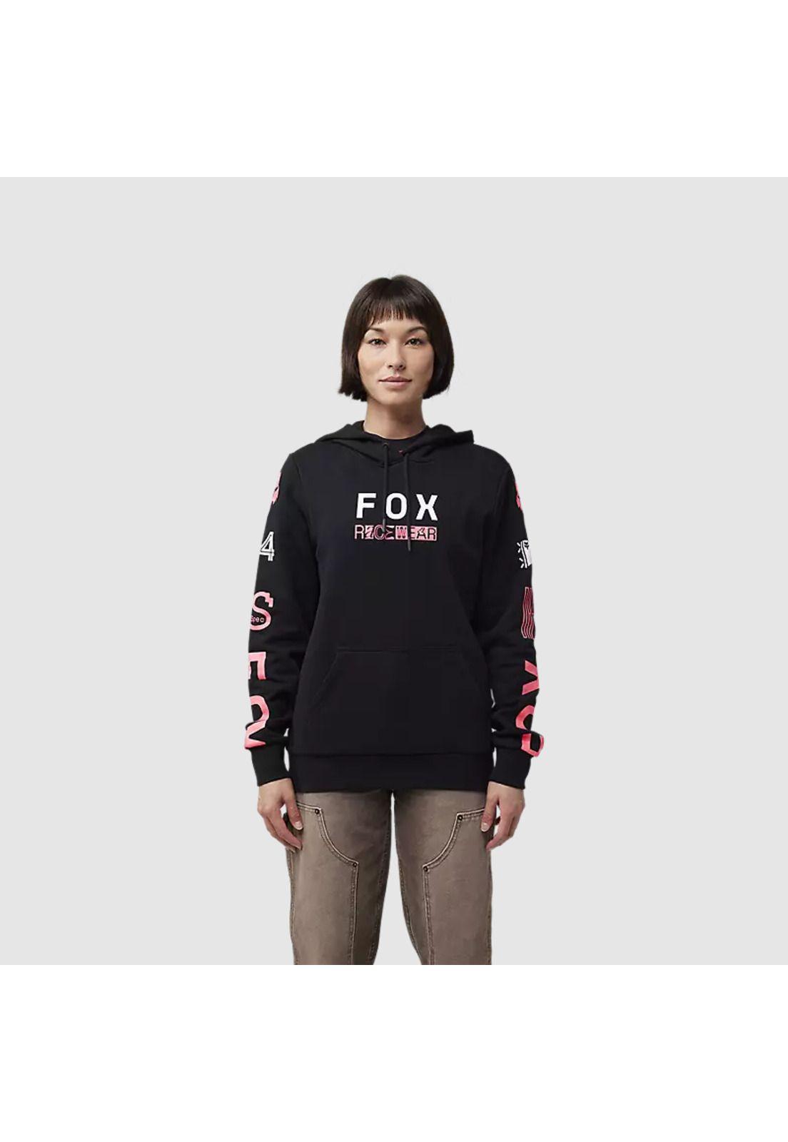 Poleron Lifestyle Mujer Canguro Race Spec Negro Fox-2