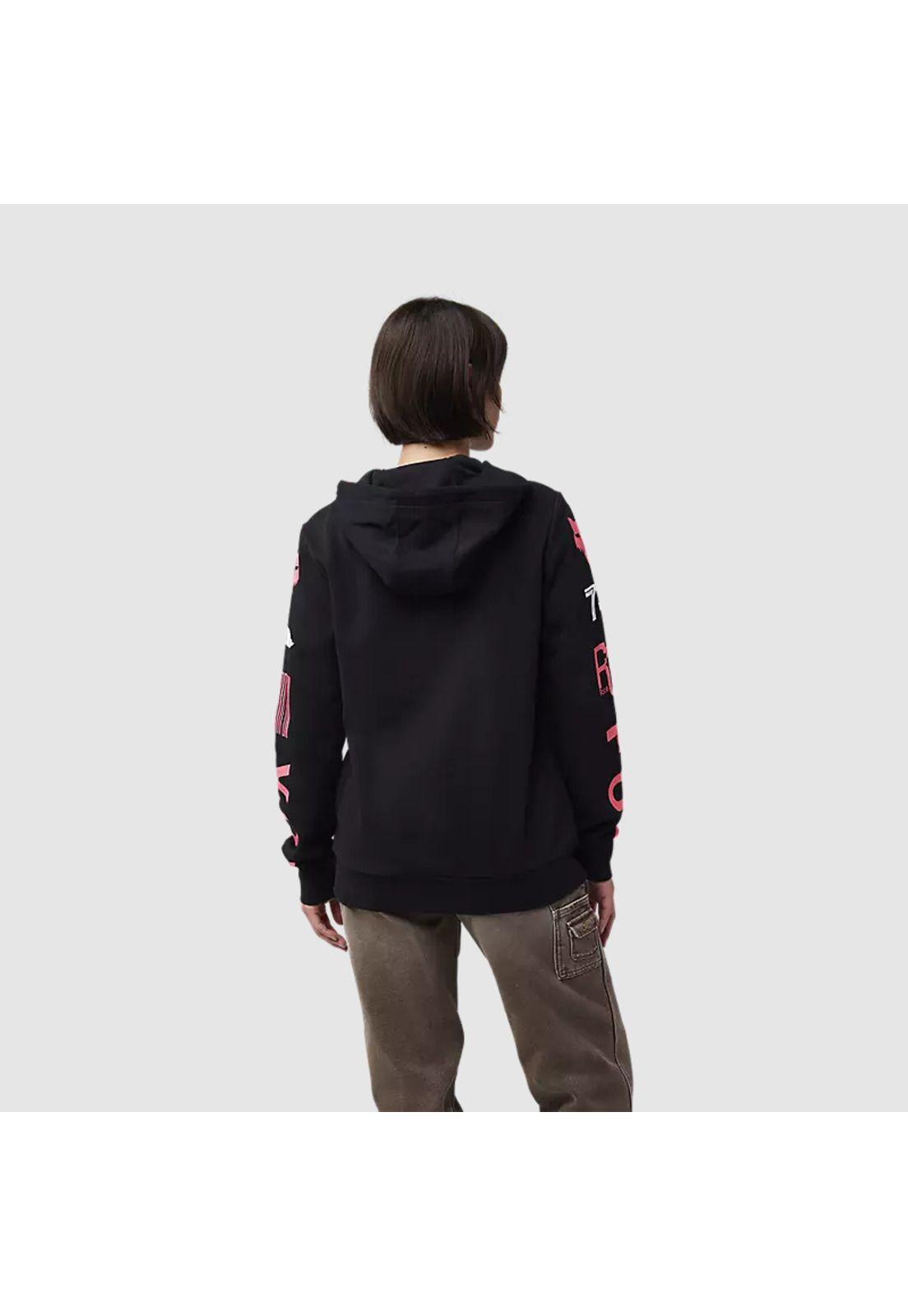 Poleron Lifestyle Mujer Canguro Race Spec Negro Fox-3