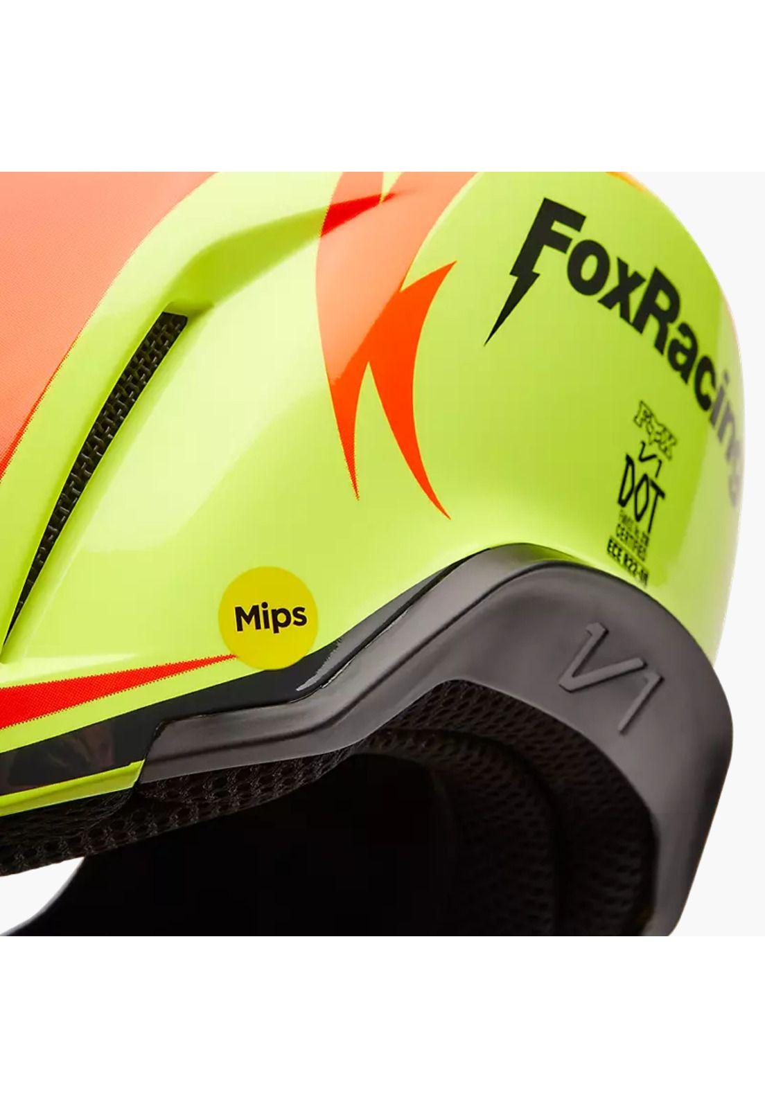 Casco Moto V1 Statk Amarillo/Rojo  Fox-8