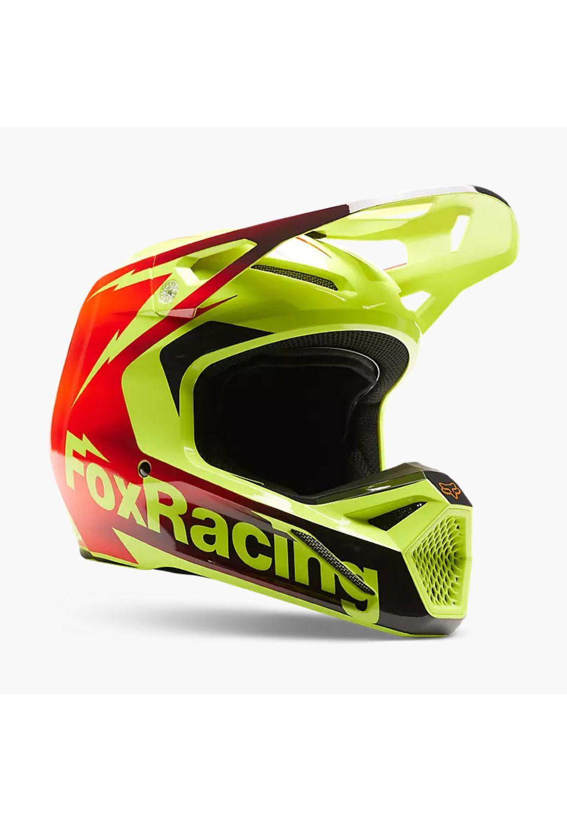 Casco Moto V1 Statk Amarillo/Rojo  Fox-0