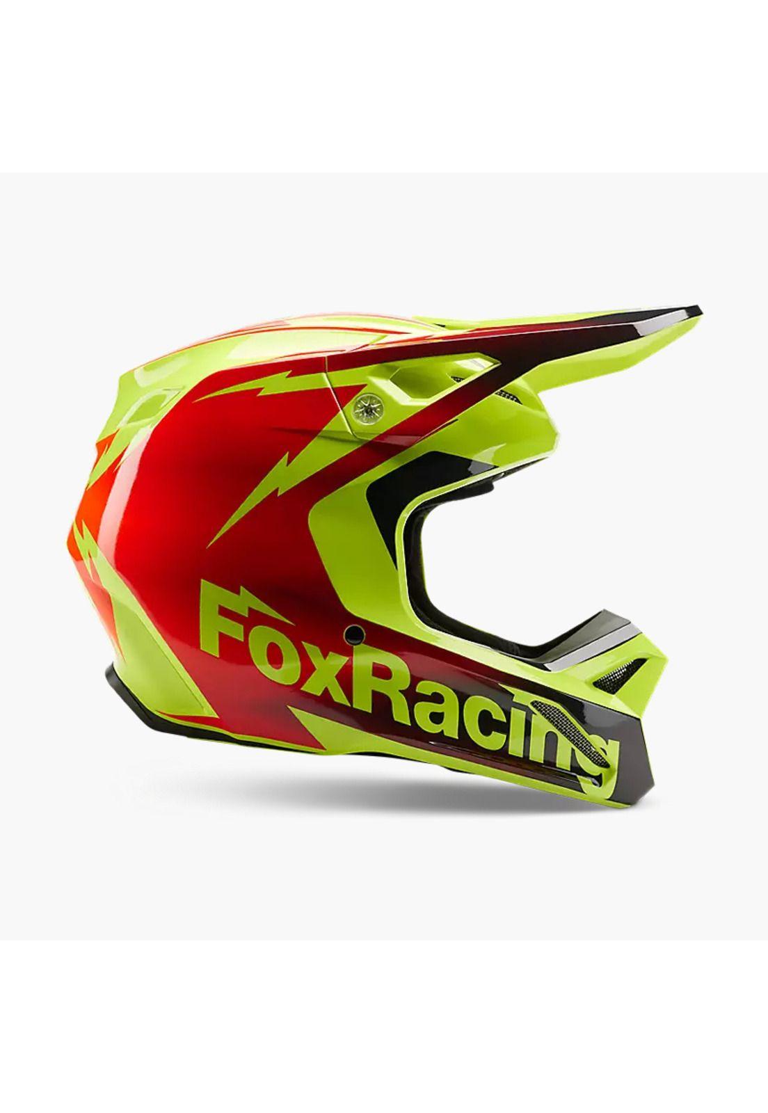 Casco Moto V1 Statk Amarillo/Rojo  Fox-1