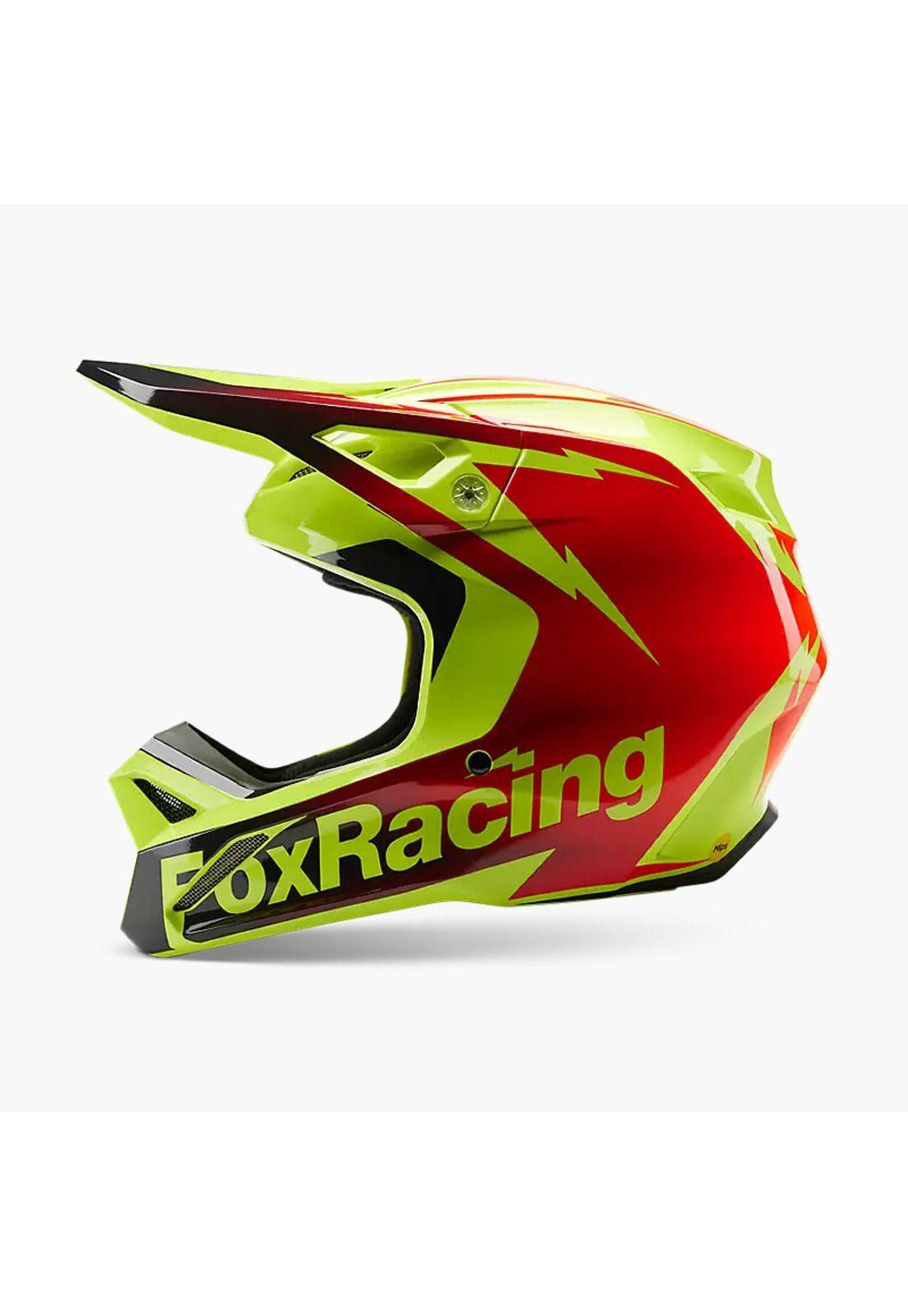 Casco Moto V1 Statk Amarillo/Rojo  Fox-2