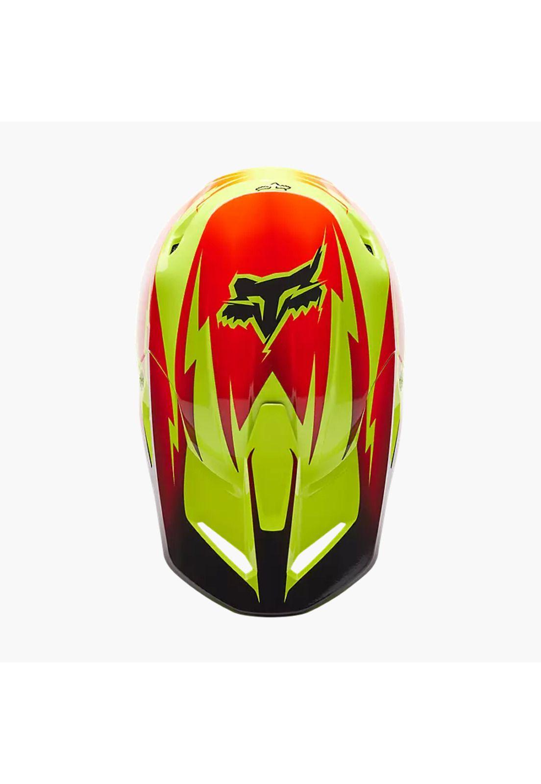 Casco Moto V1 Statk Amarillo/Rojo  Fox-3