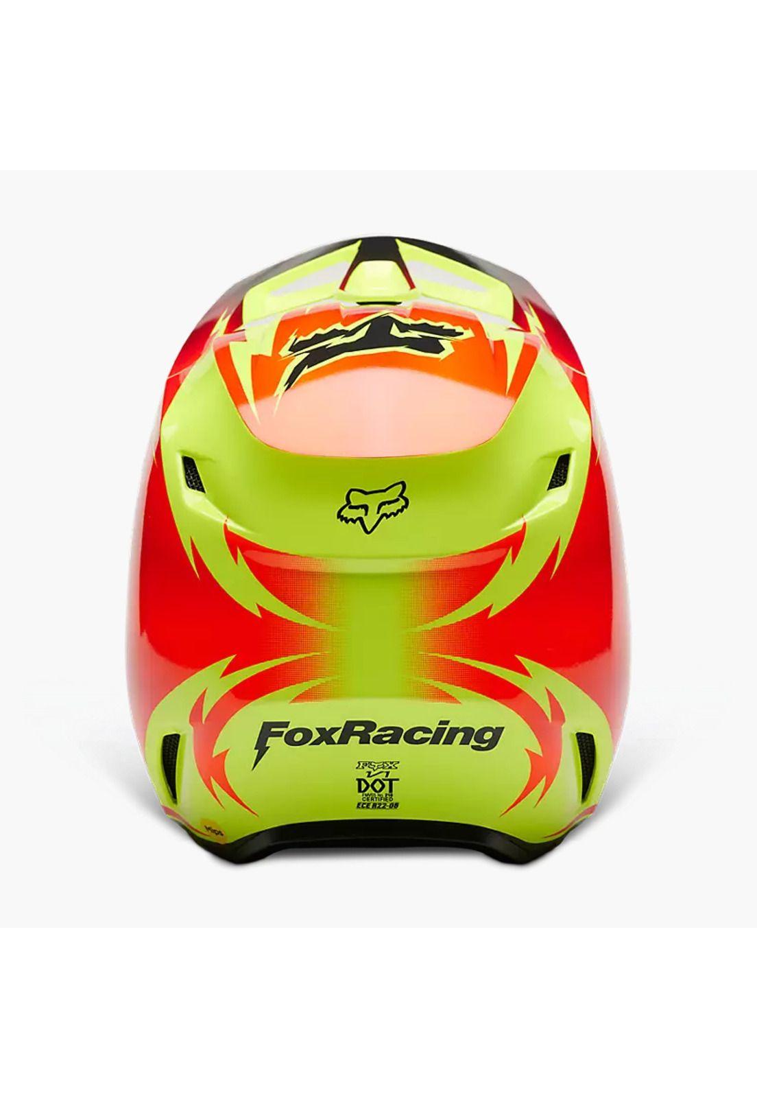 Casco Moto V1 Statk Amarillo/Rojo  Fox-4
