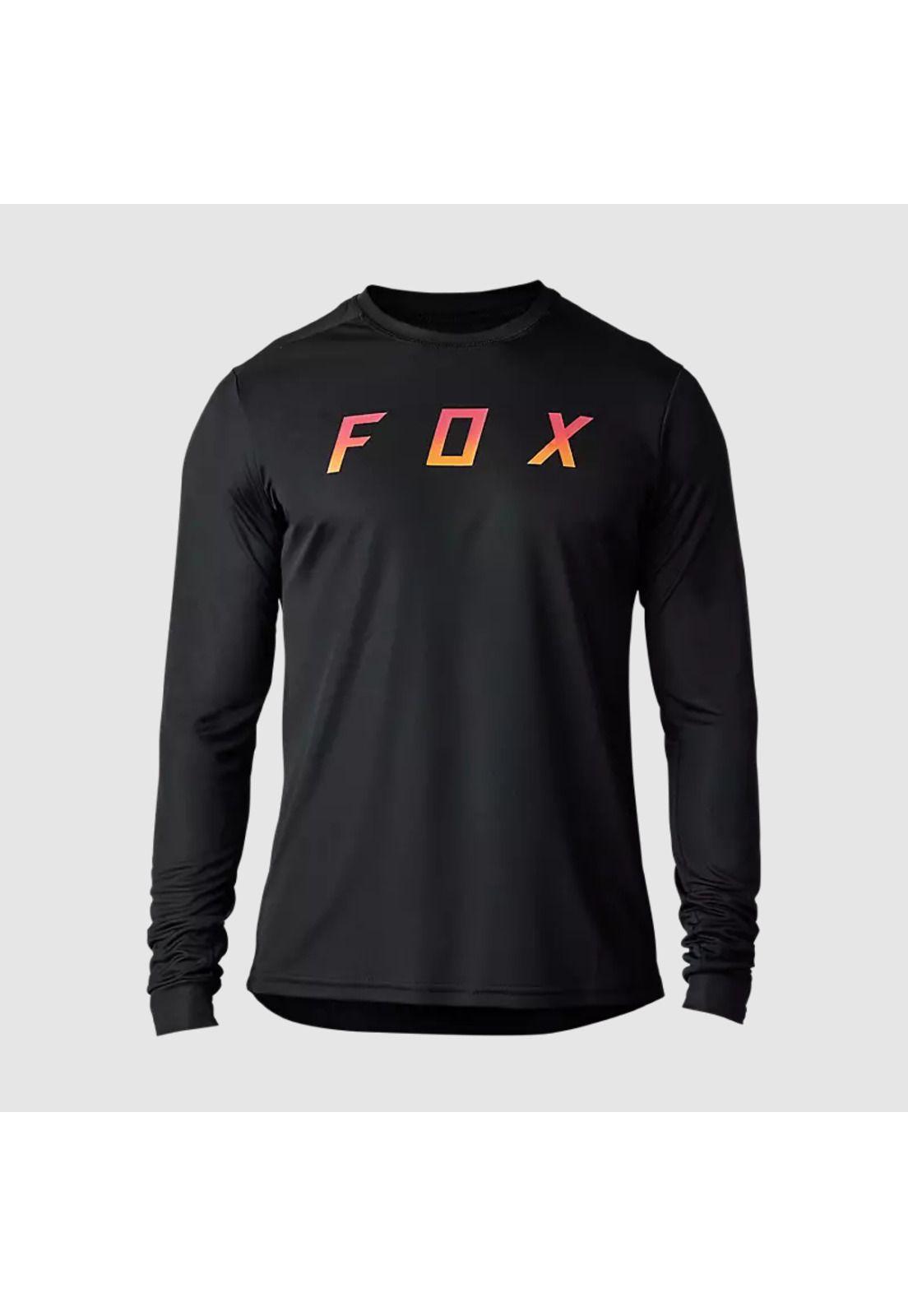 Polera Bicicleta Ranger Dose Manga Larga Negro Fox-0