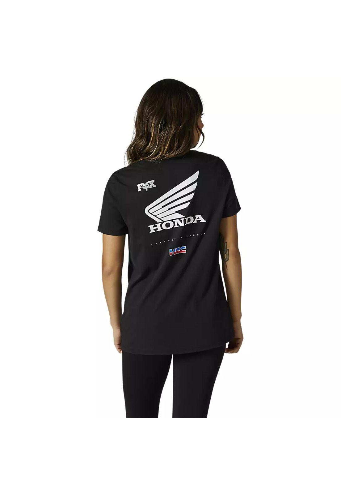 Polera Lifestyle Mujer Honda Wing Negro Fox-1