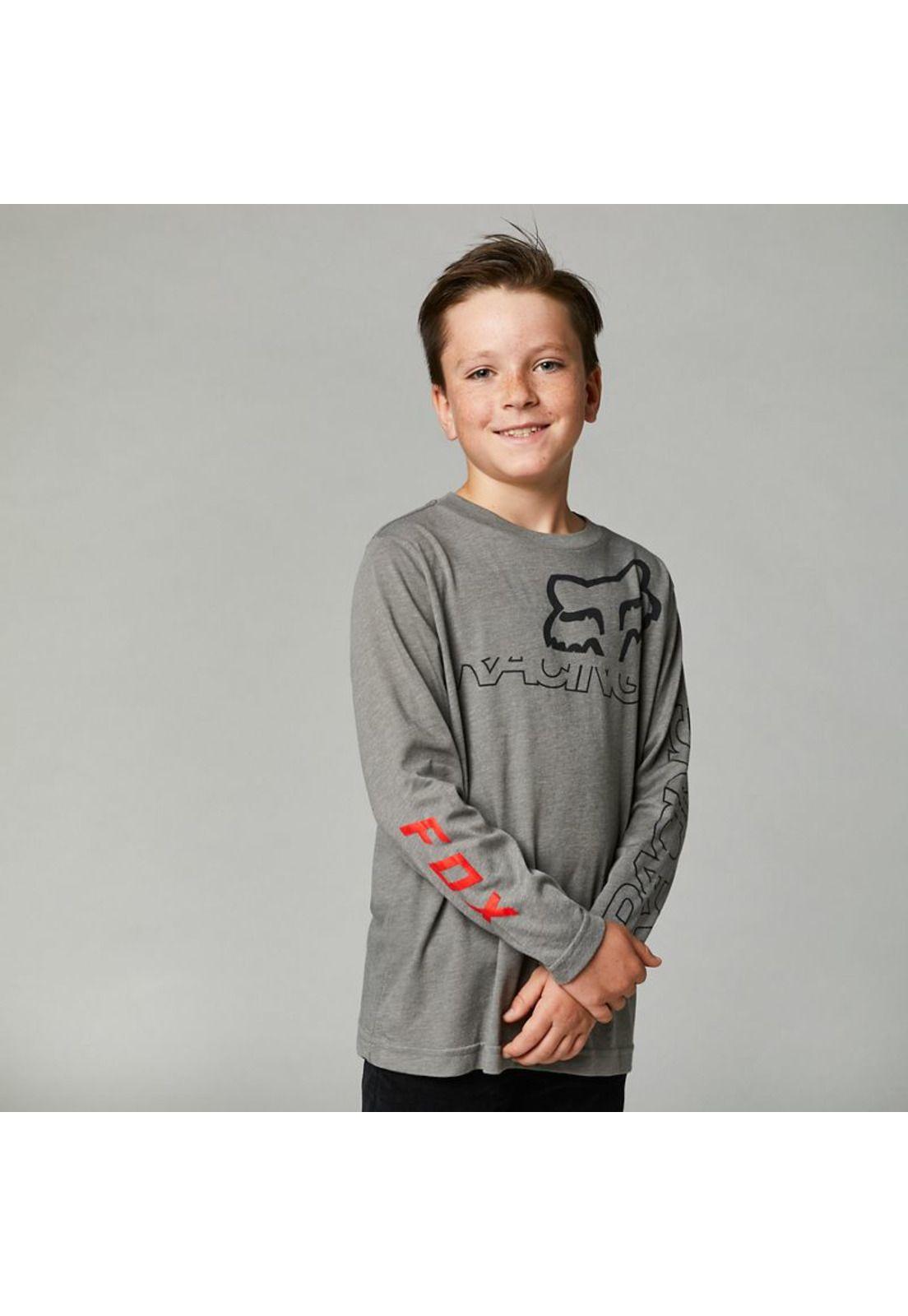 Polera Lifestyle Niño Manga Larga Skew Gris Fox-0