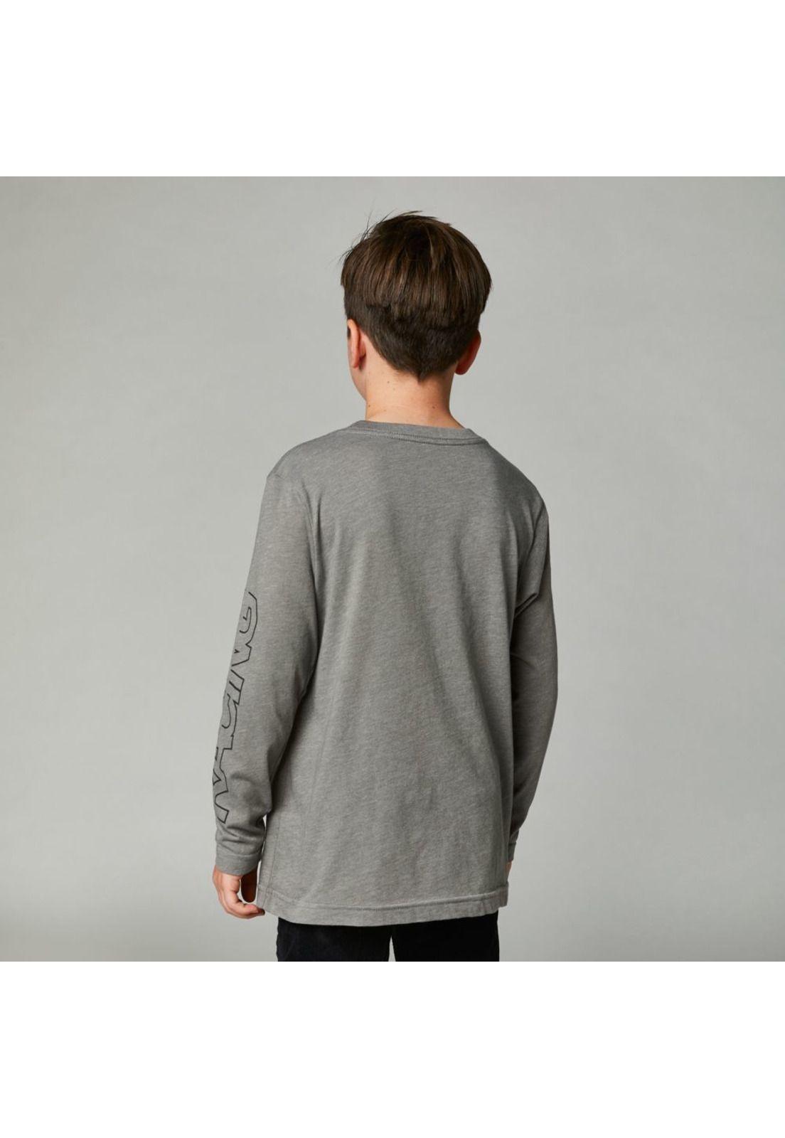 Polera Lifestyle Niño Manga Larga Skew Gris Fox-1