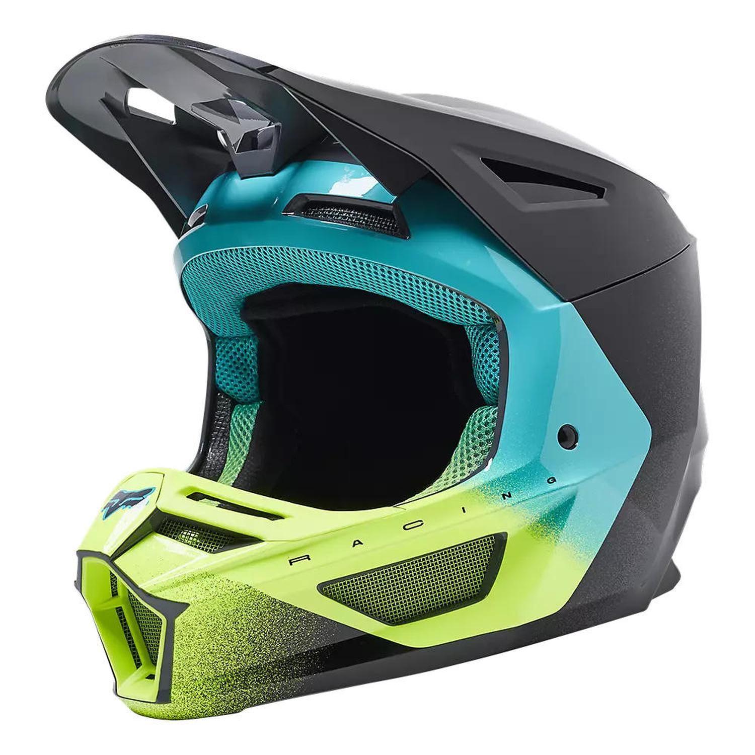 Casco Moto V2 RKANE Gris/Amarillo Fox-1